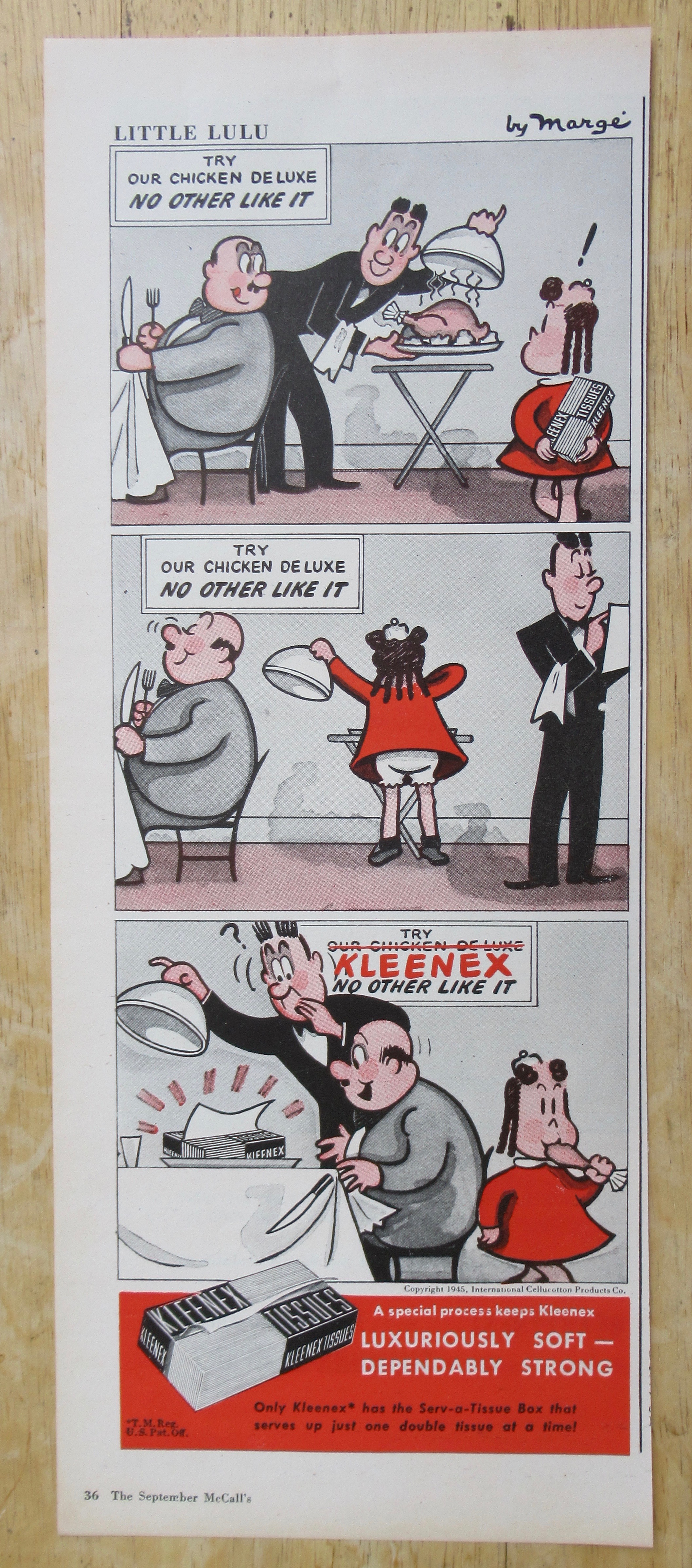 1945 Kleenex Tissue with Little Lulu By Marge