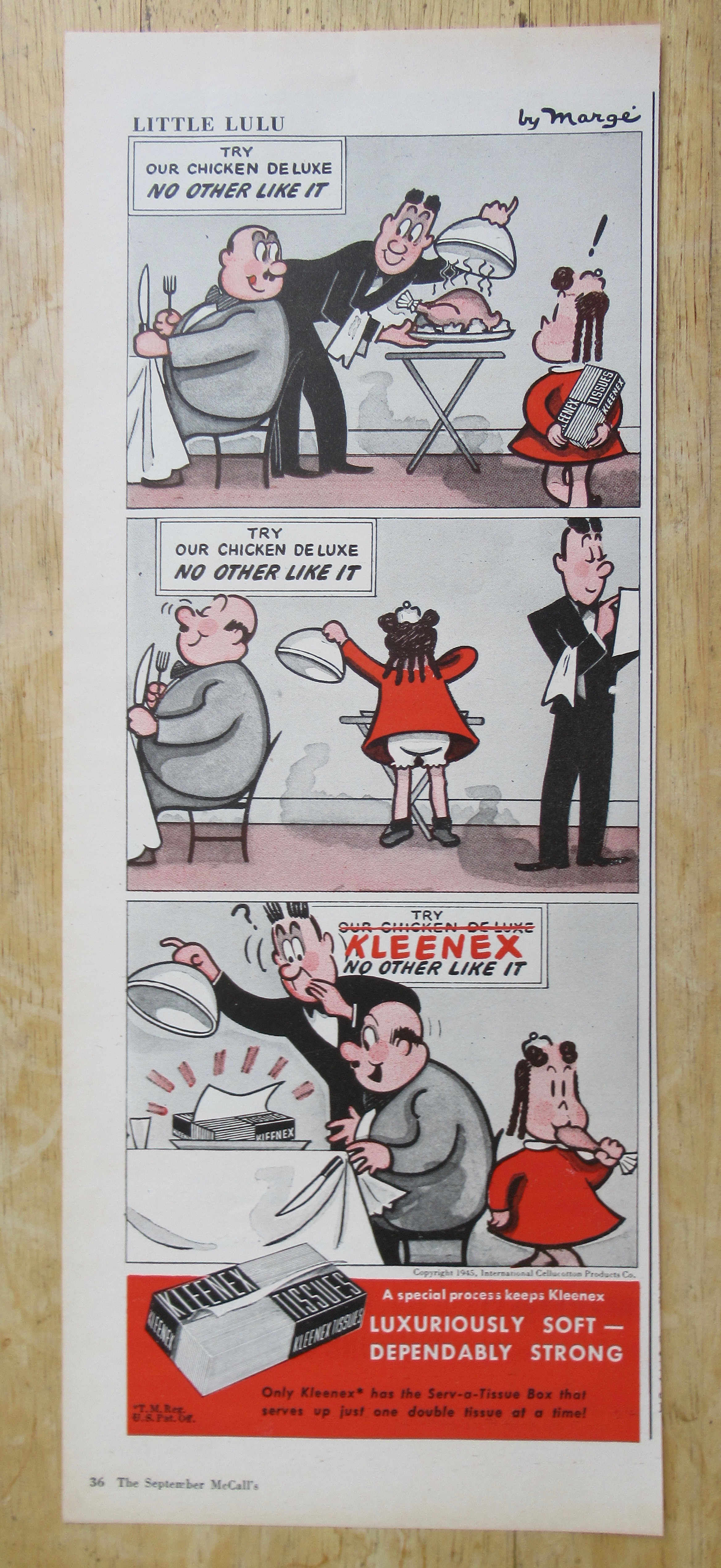 1945 Kleenex Tissue with Little Lulu By Marge