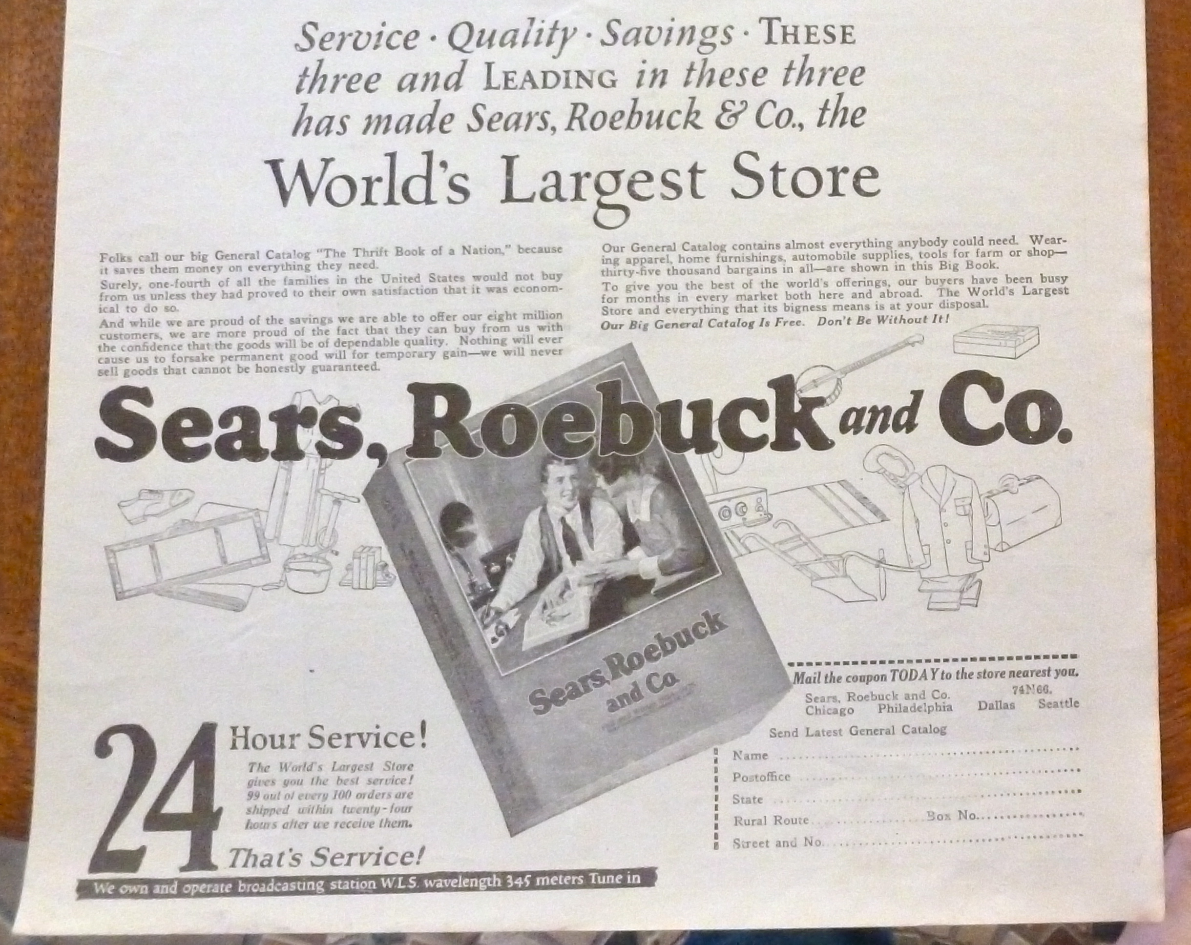 1924 Sears, Roebuck & Company with Catalog