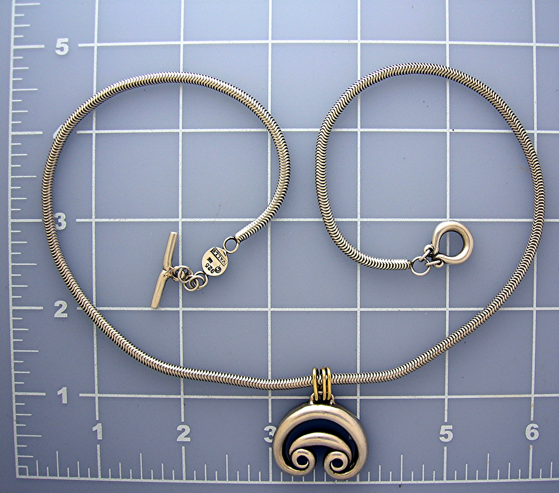 Necklace Sterling Silver and 18K Gold Designer WALLS Sn
