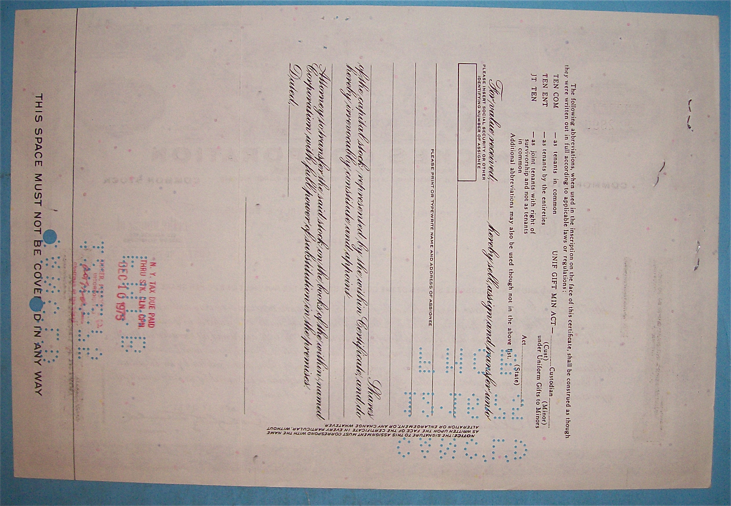 1973 Wickes Corporation Stock Certificate