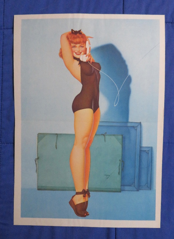 Original 1945 Sexy Pin Up Girl A Lovely Red Haired Woman Talking On The Telephone By George Petty