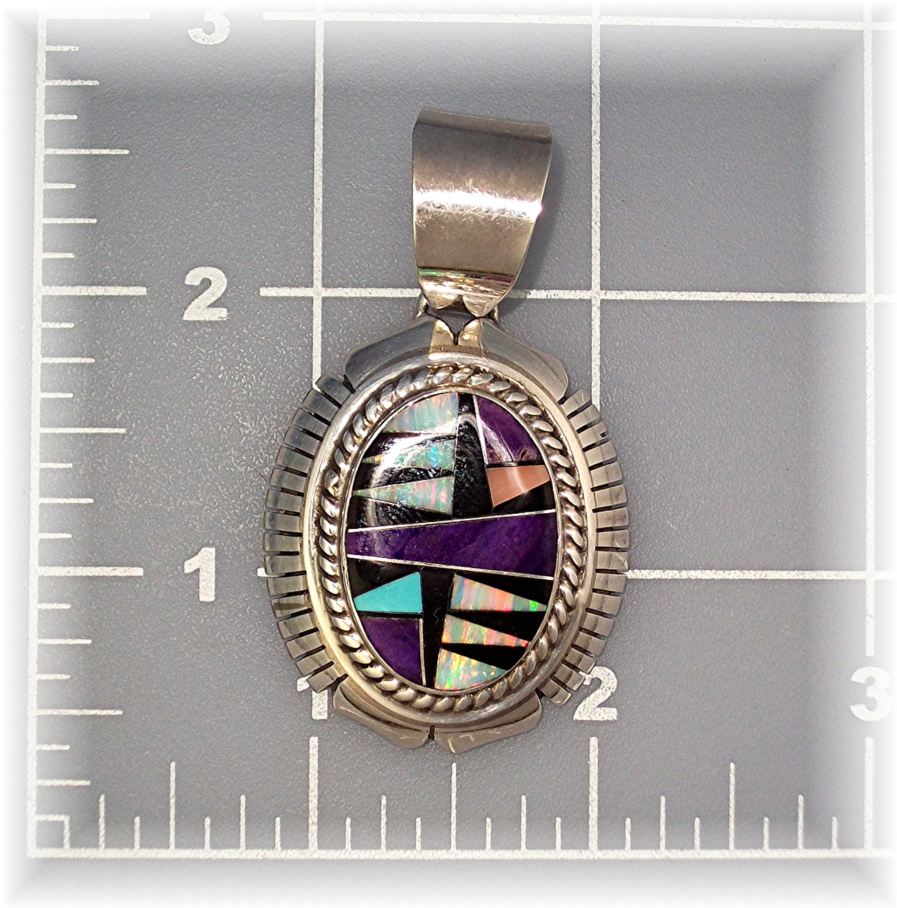 Pendant Sterling Silver Inaly Opal Onyx  Signed TF