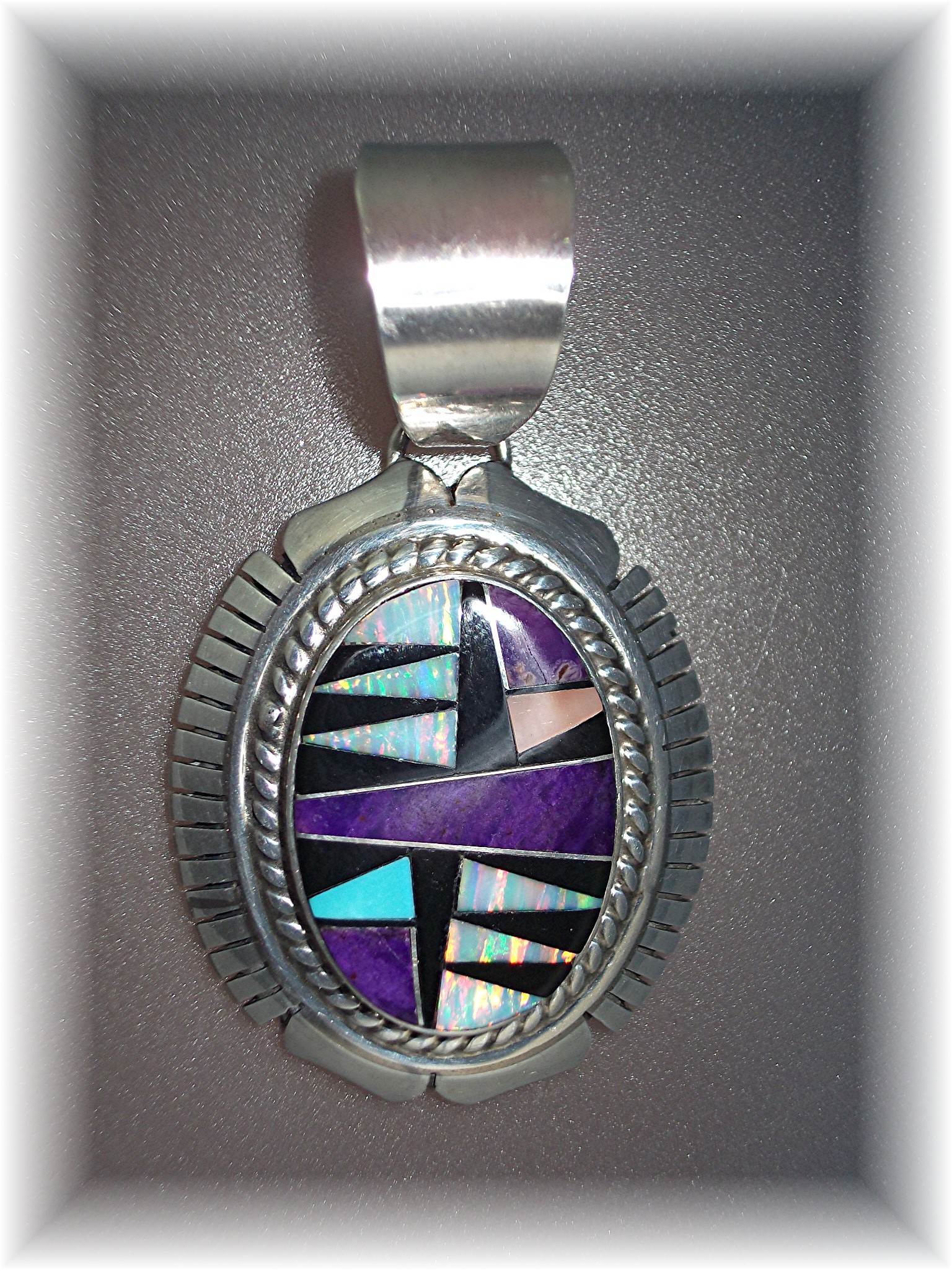 Pendant Sterling Silver Inaly Opal Onyx  Signed TF