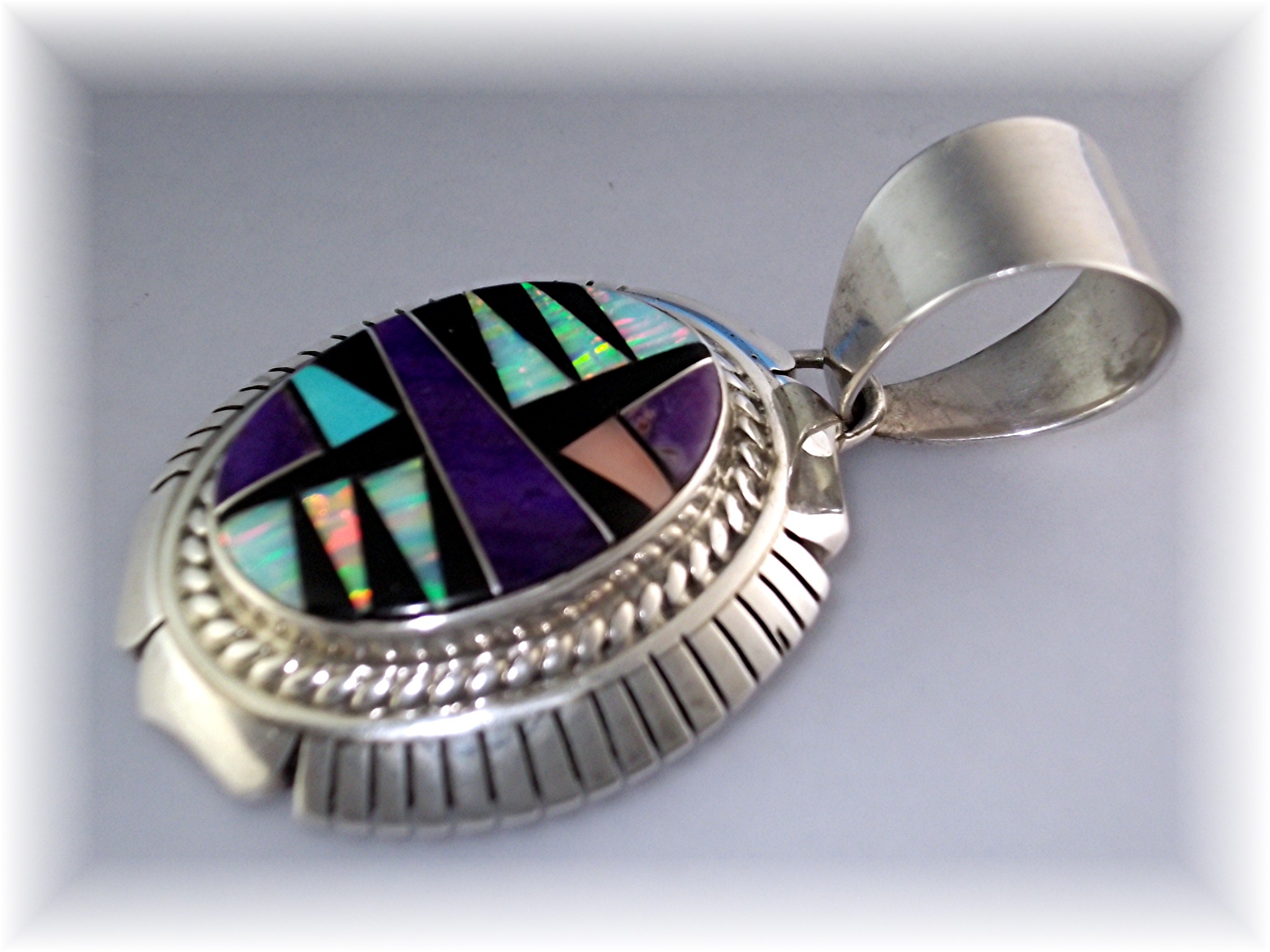 Pendant Sterling Silver Inaly Opal Onyx  Signed TF