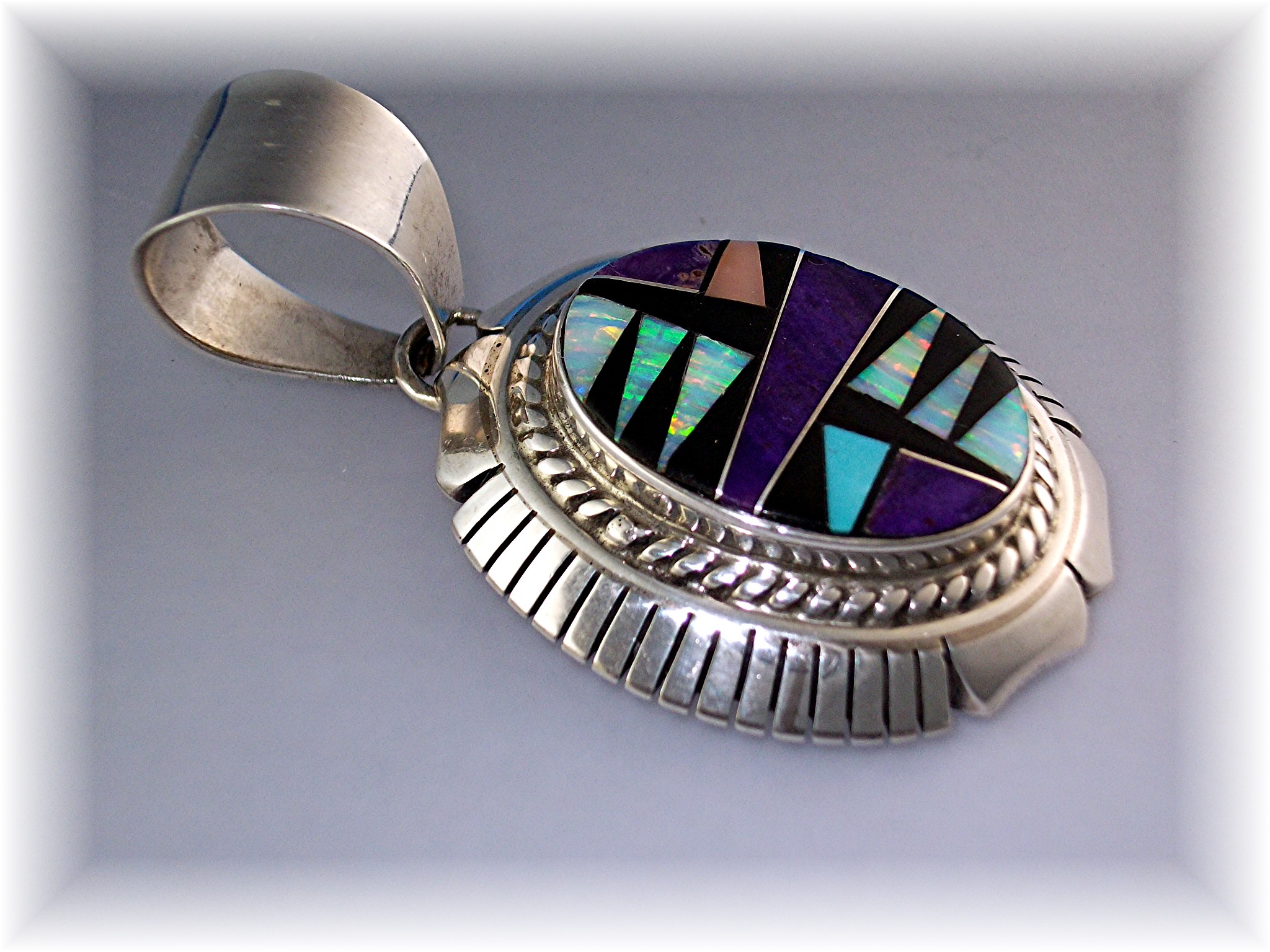 Pendant Sterling Silver Inaly Opal Onyx  Signed TF
