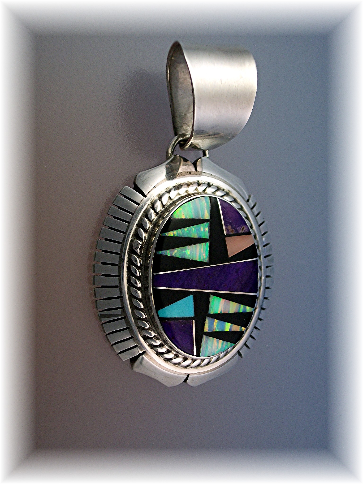 Pendant Sterling Silver Inaly Opal Onyx  Signed TF