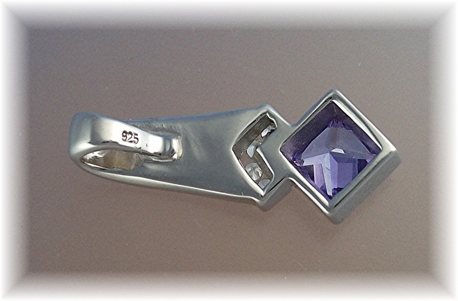 Pendant Sterling Silver Opal CZ Amethyst