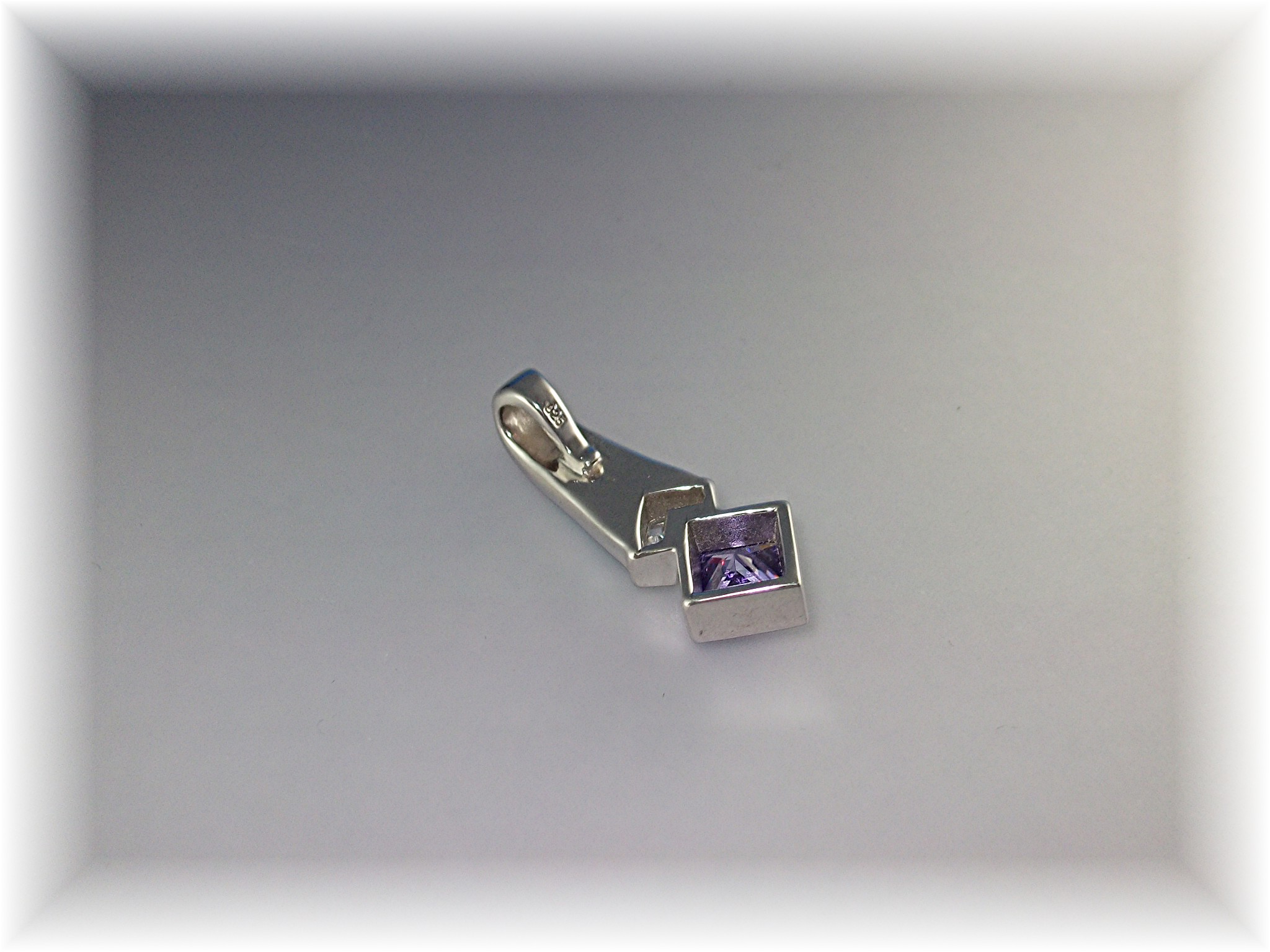 Pendant Sterling Silver Opal CZ Amethyst