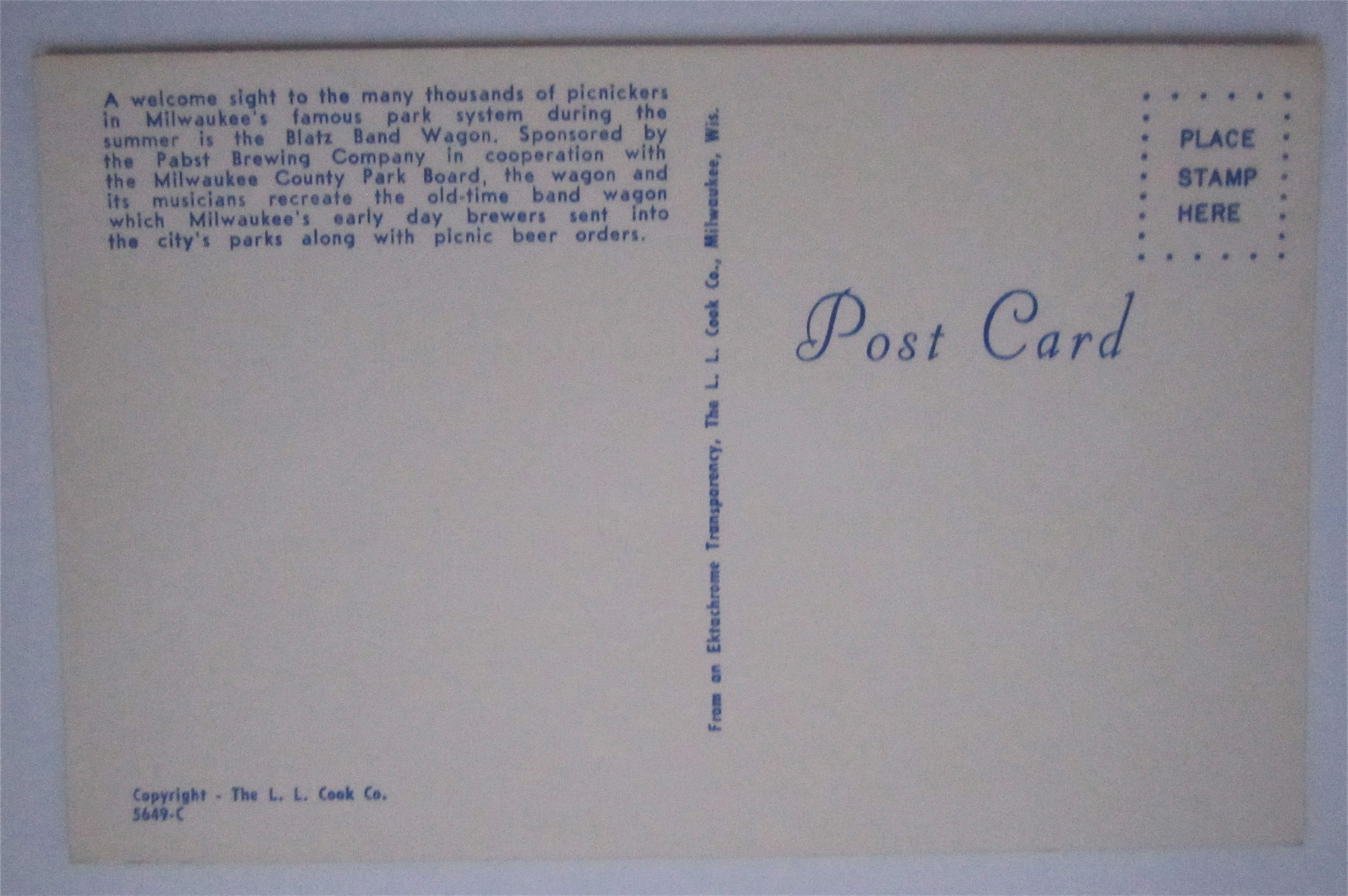 Blatz Band Wagon Postcard