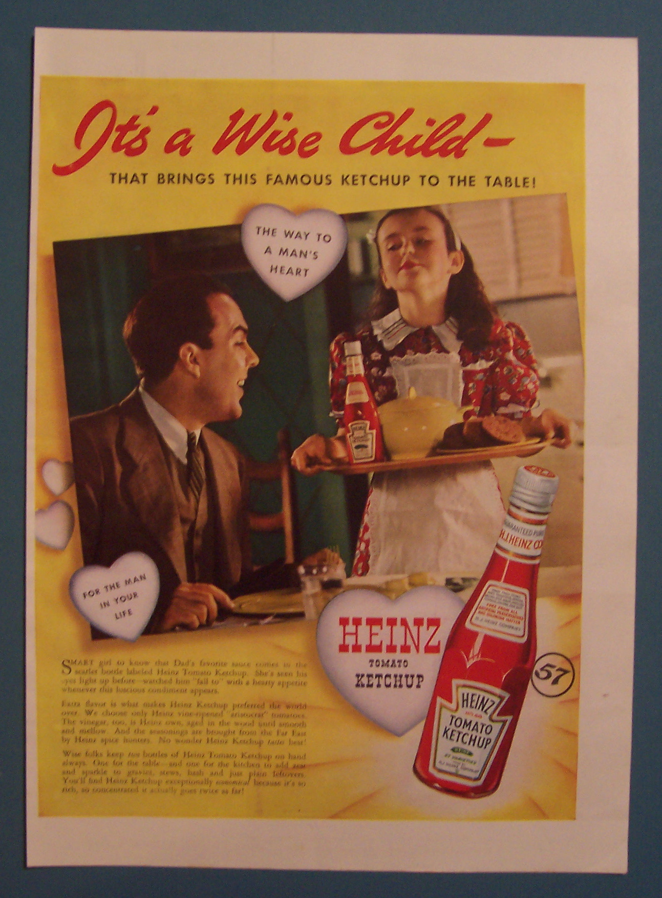 1940 Heinz Tomato Ketchup w/ Girl Carrying Tray Of Food