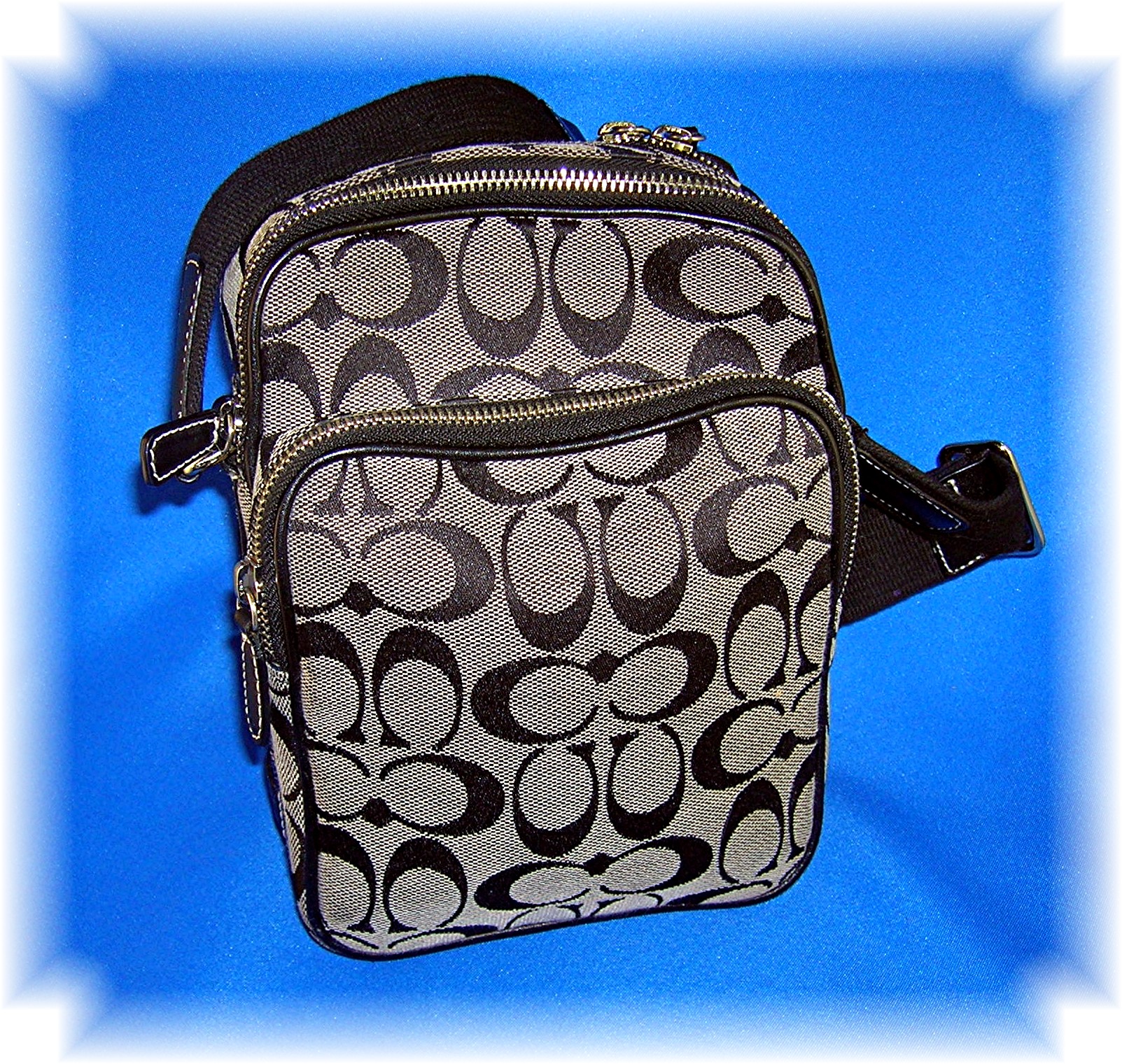 Black Grey COACH Leather Microfibre Signature Bag