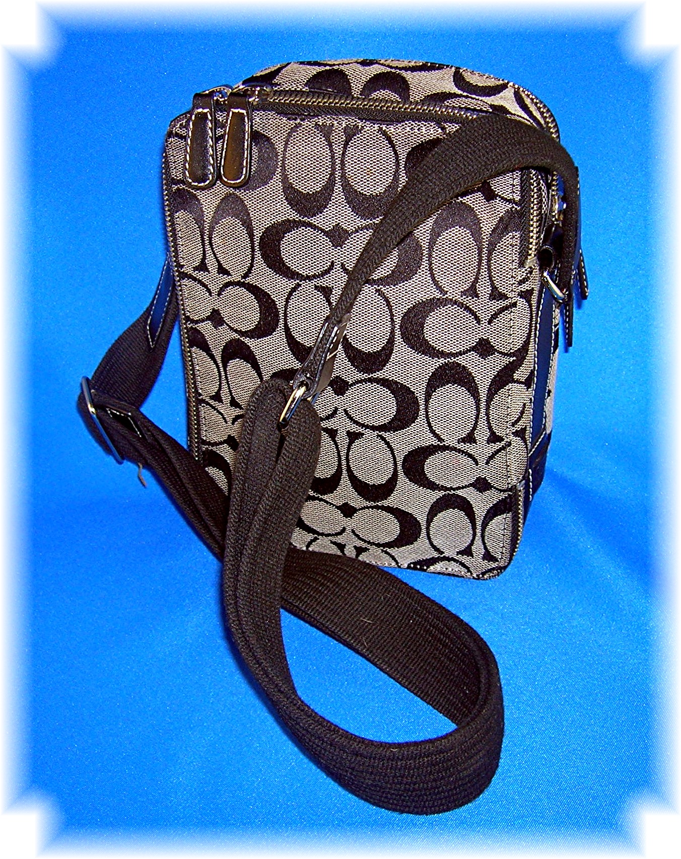 Black Grey COACH Leather Microfibre Signature Bag