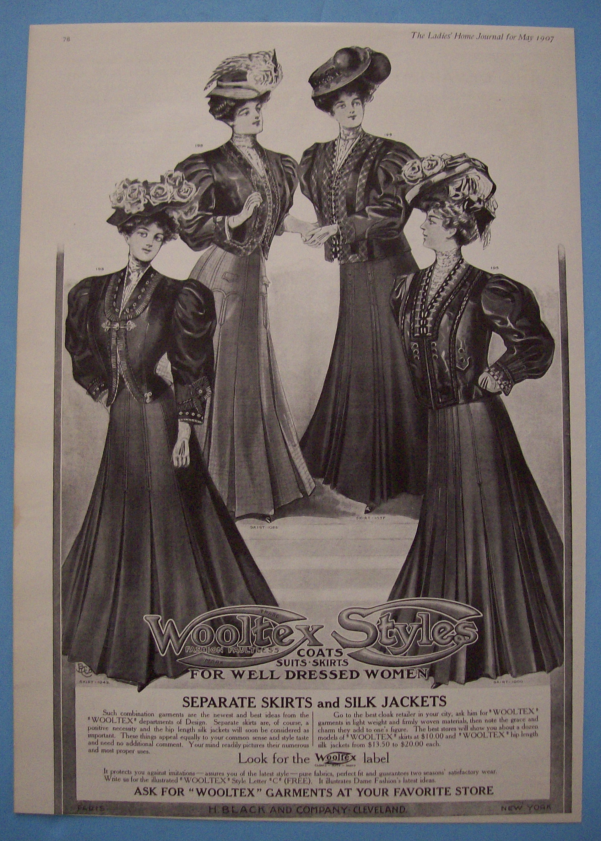 1907 Wooltex Style Coats w Three Women Wearing Dresses