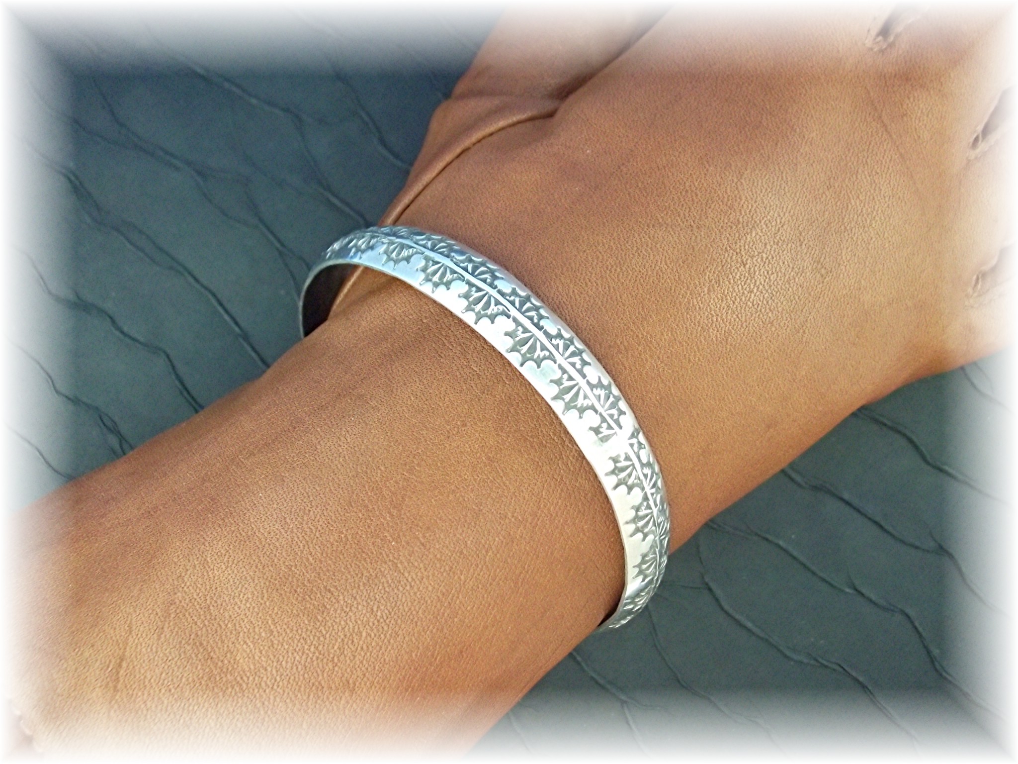 Native American Sterling Silver Bangle Bracelet