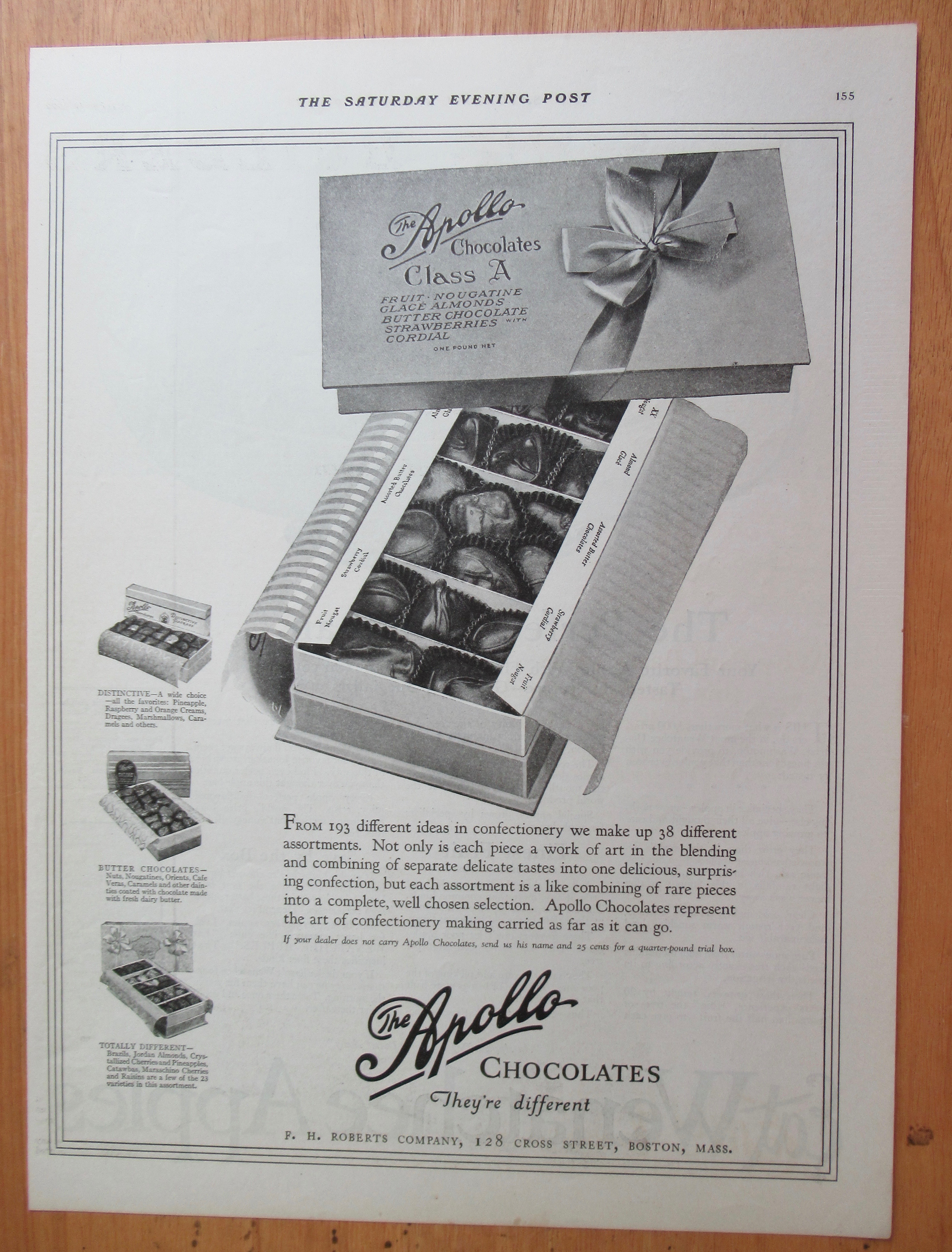 1922 Apollo Chocolates with a Box of Chocolates