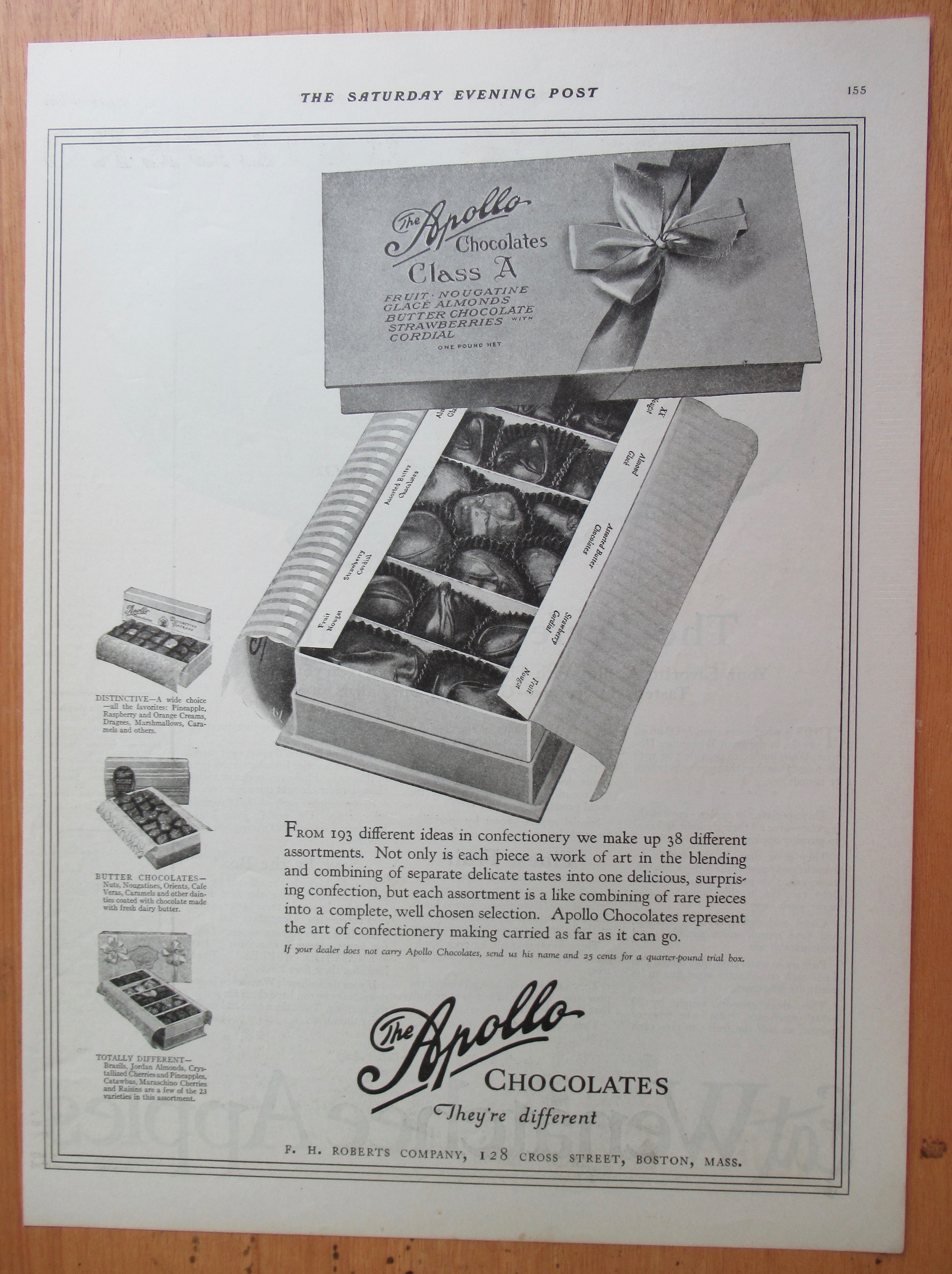1922 Apollo Chocolates with a Box of Chocolates