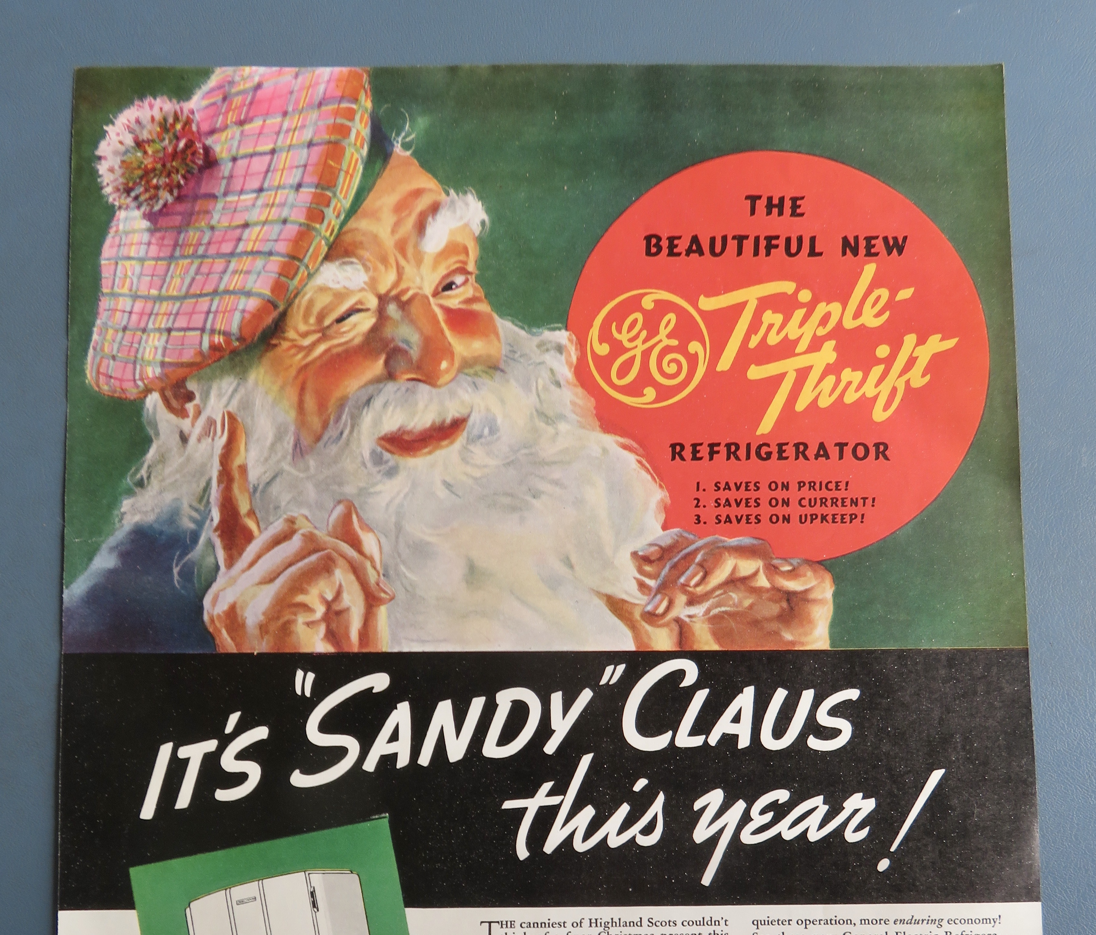 1937 General Electric Refrigerator with Sandy Claus