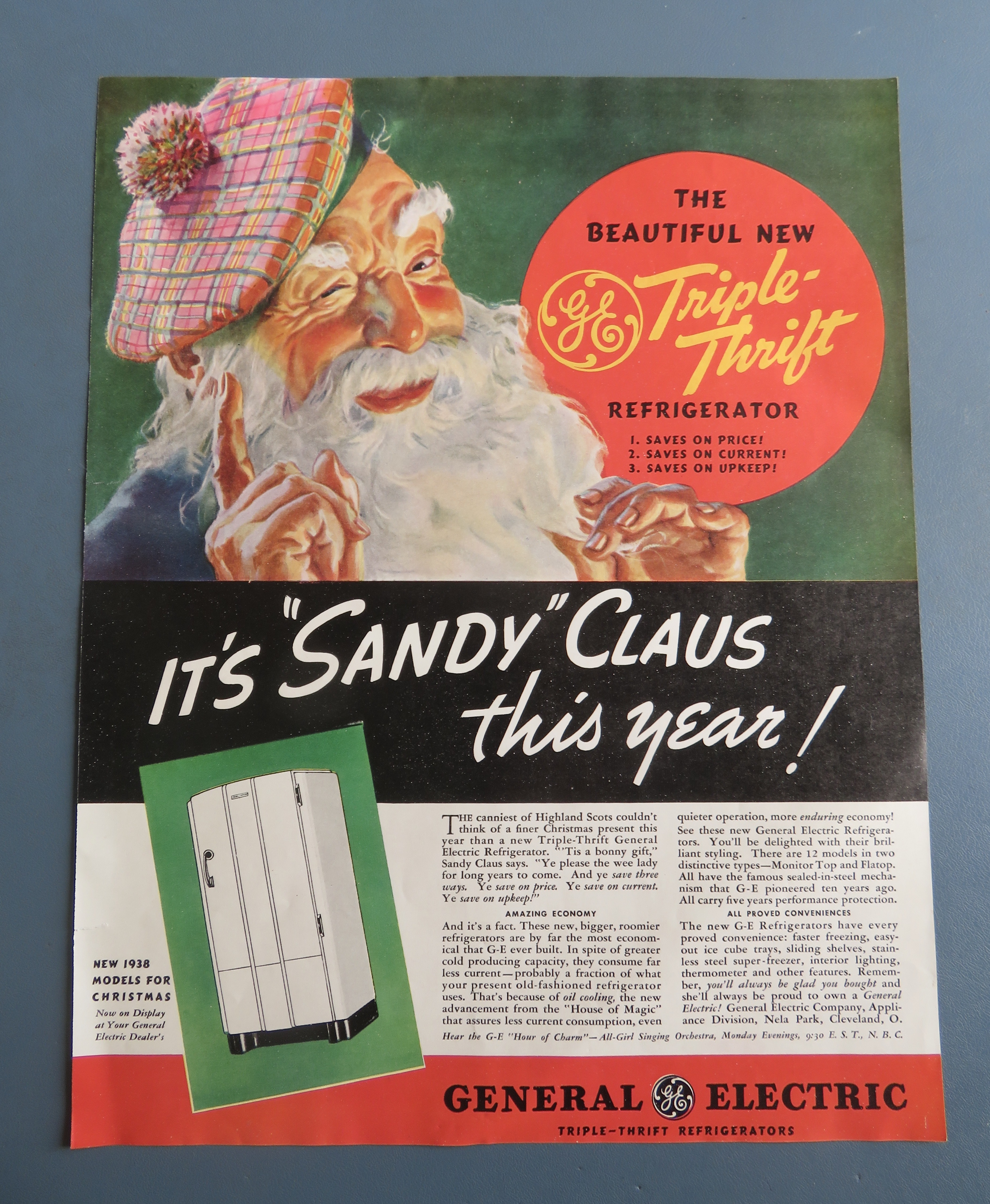 1937 General Electric Refrigerator with Sandy Claus