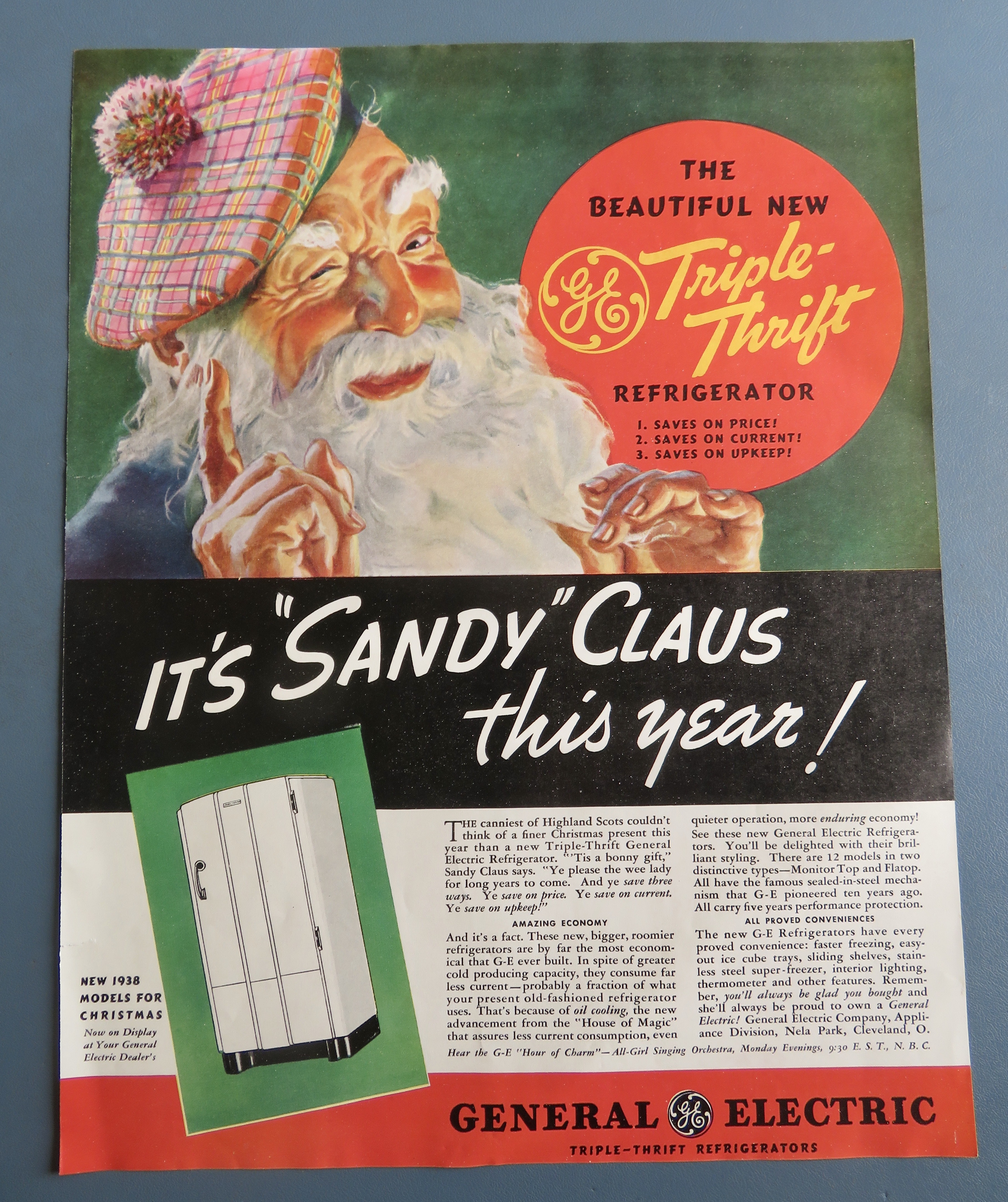 1937 General Electric Refrigerator with Sandy Claus
