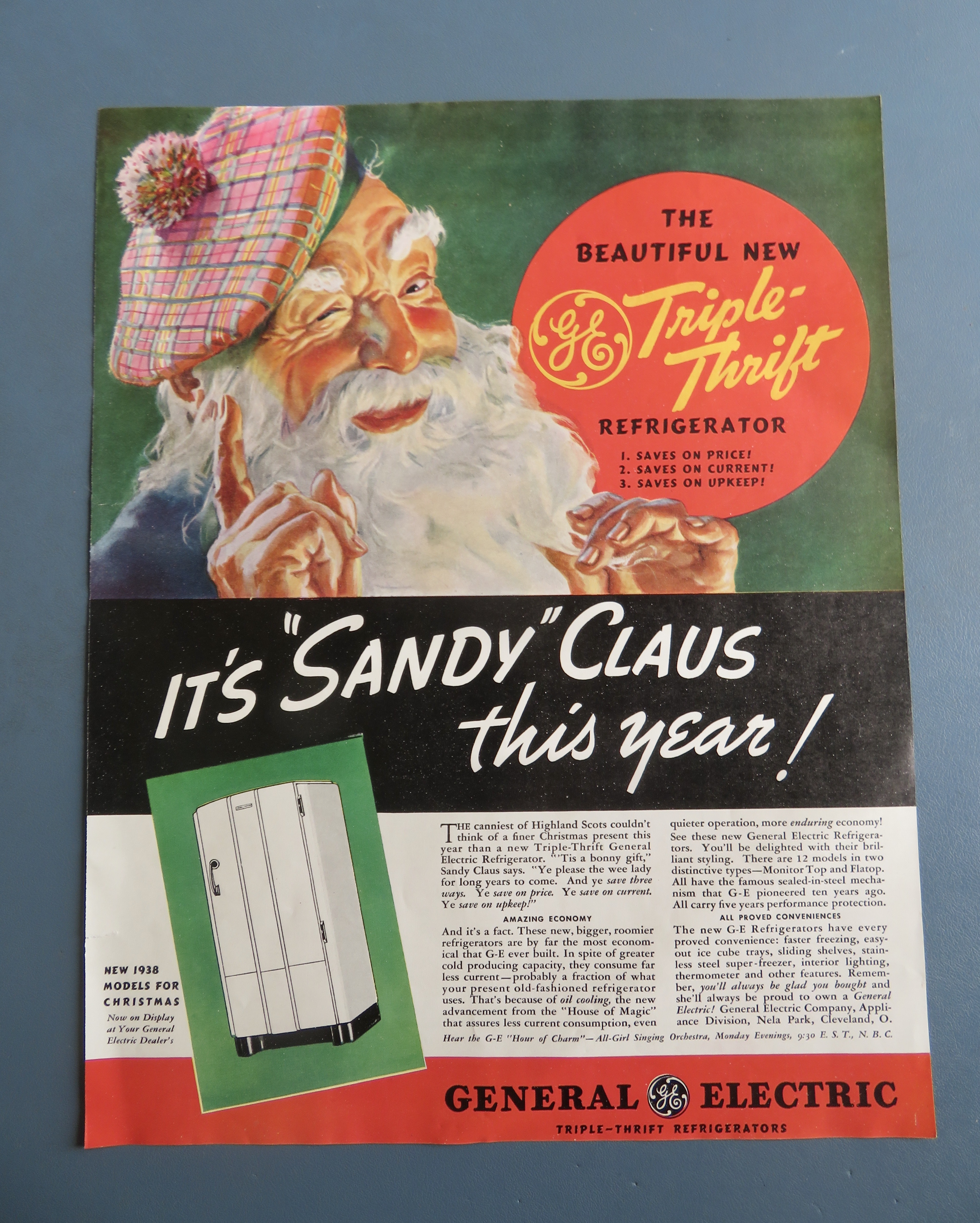 1937 General Electric Refrigerator with Sandy Claus