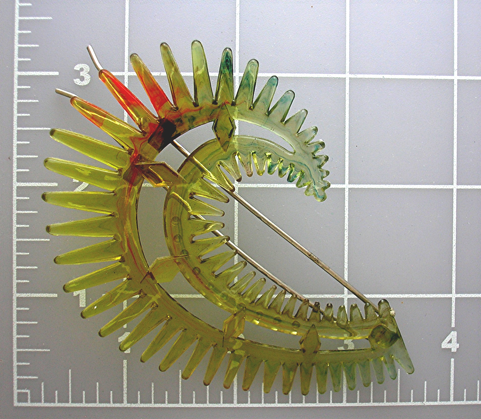 Plastic Lucite Gold Spiky Vintage hair Barette
