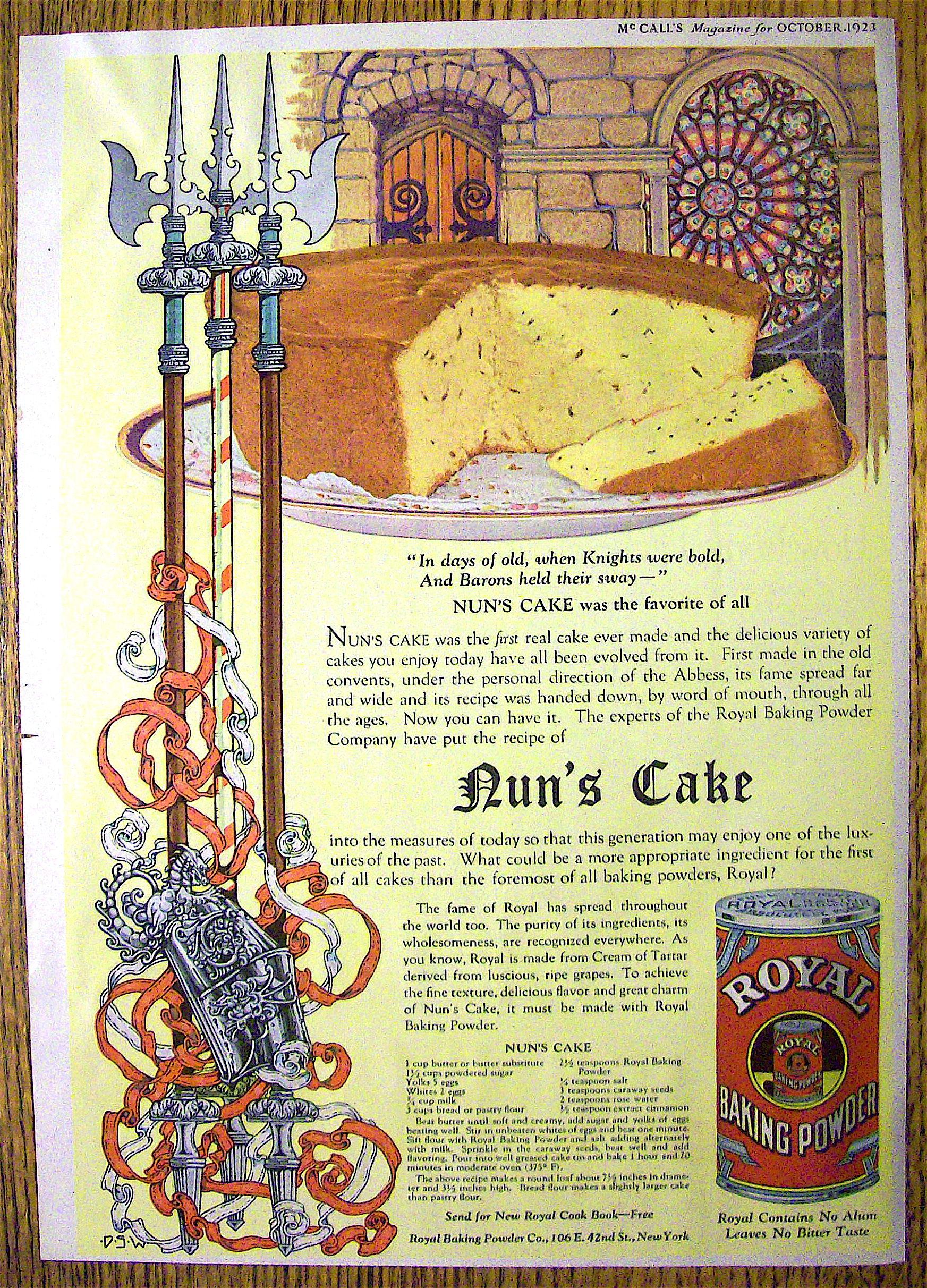 1923 Royal Baking Powder with Nun's Cake