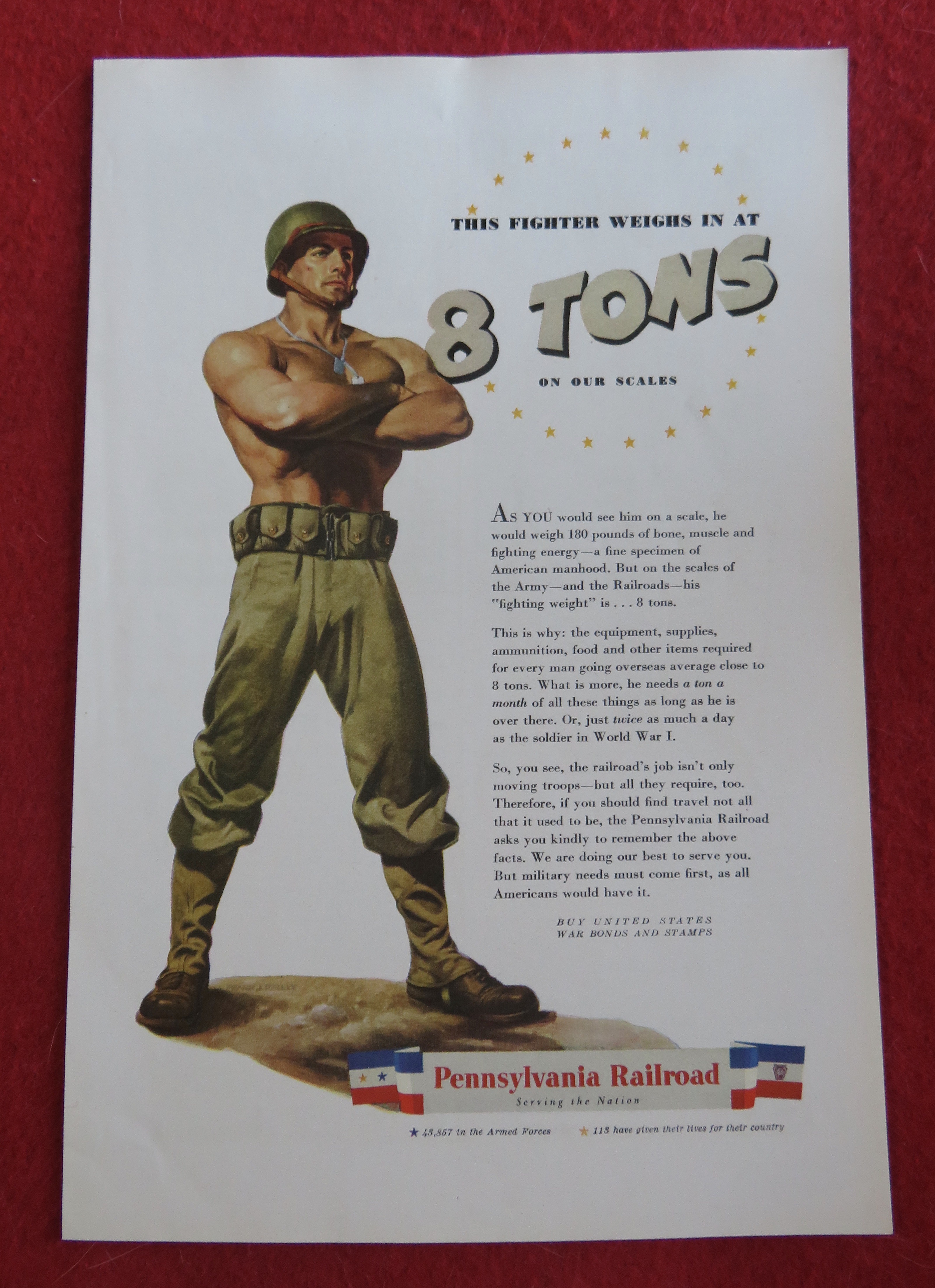 1944 Pennsylvania Railroad with Soldier Standing