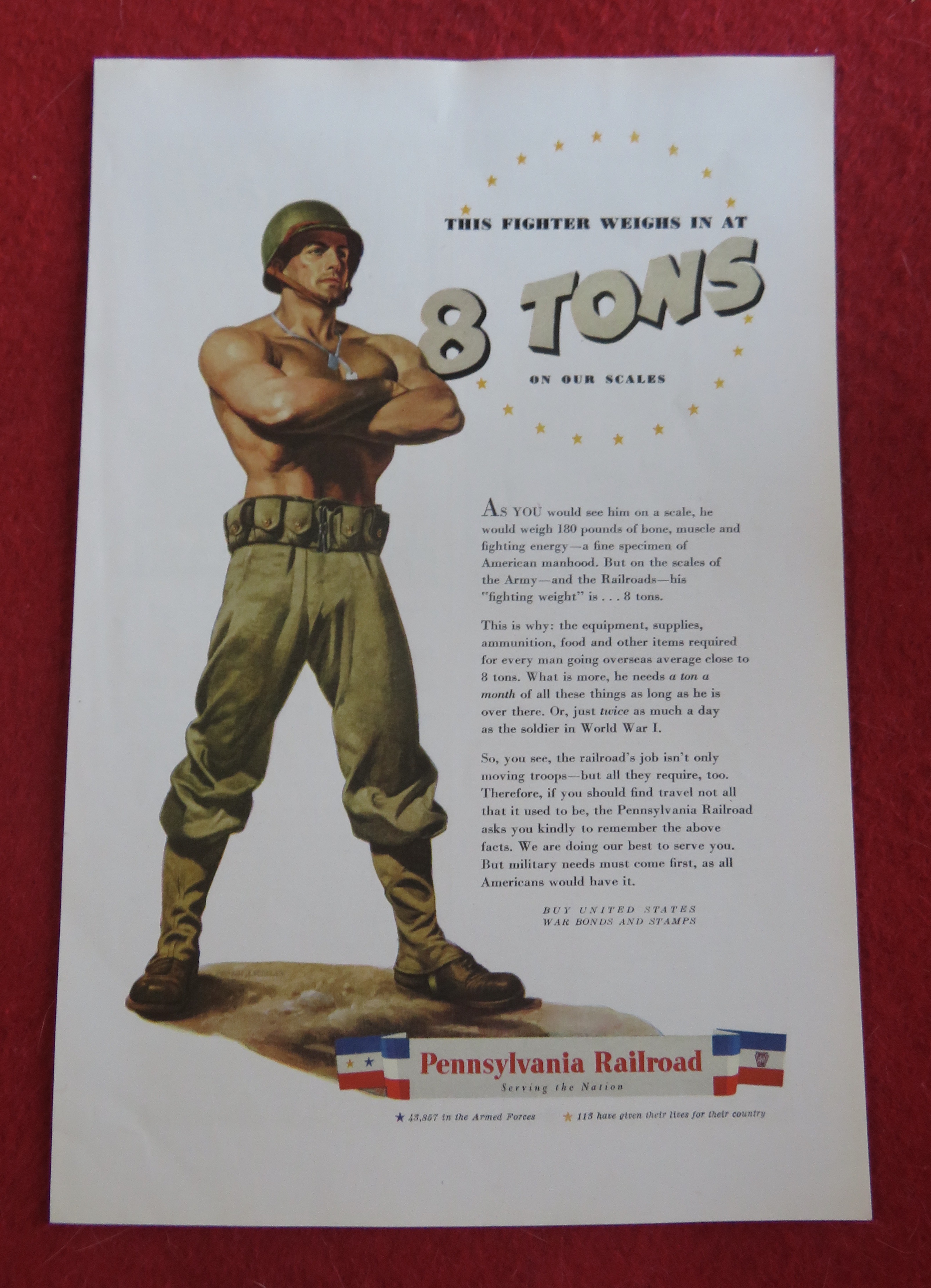 1944 Pennsylvania Railroad with Soldier Standing