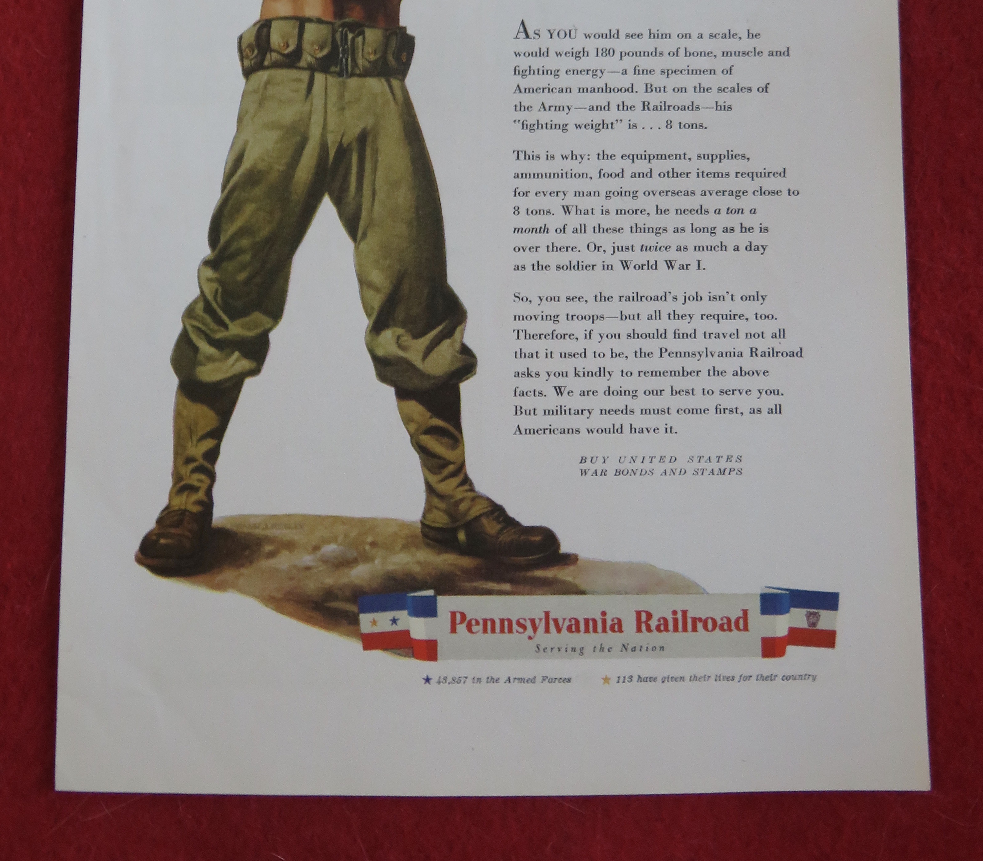 1944 Pennsylvania Railroad with Soldier Standing