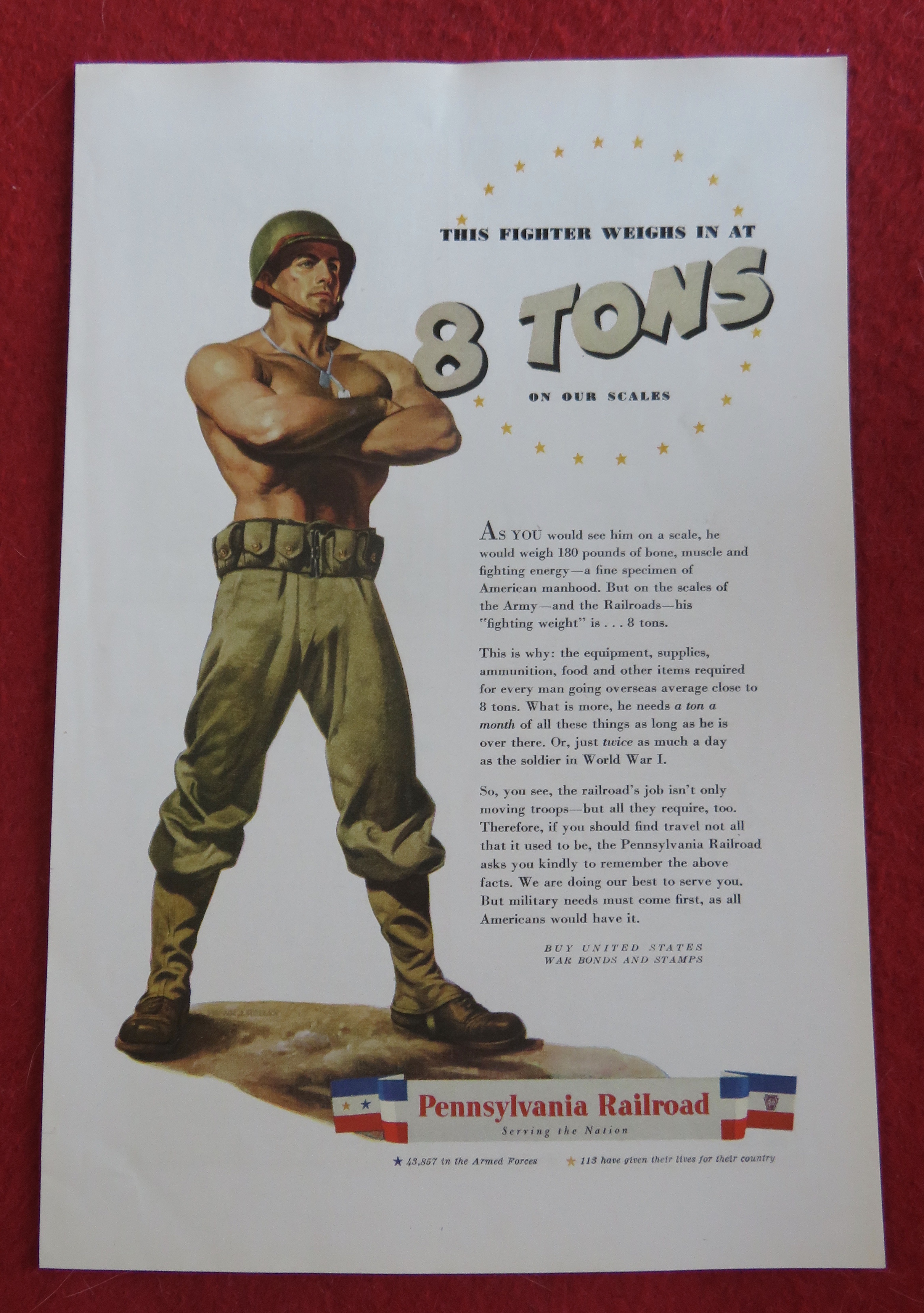 1944 Pennsylvania Railroad with Soldier Standing