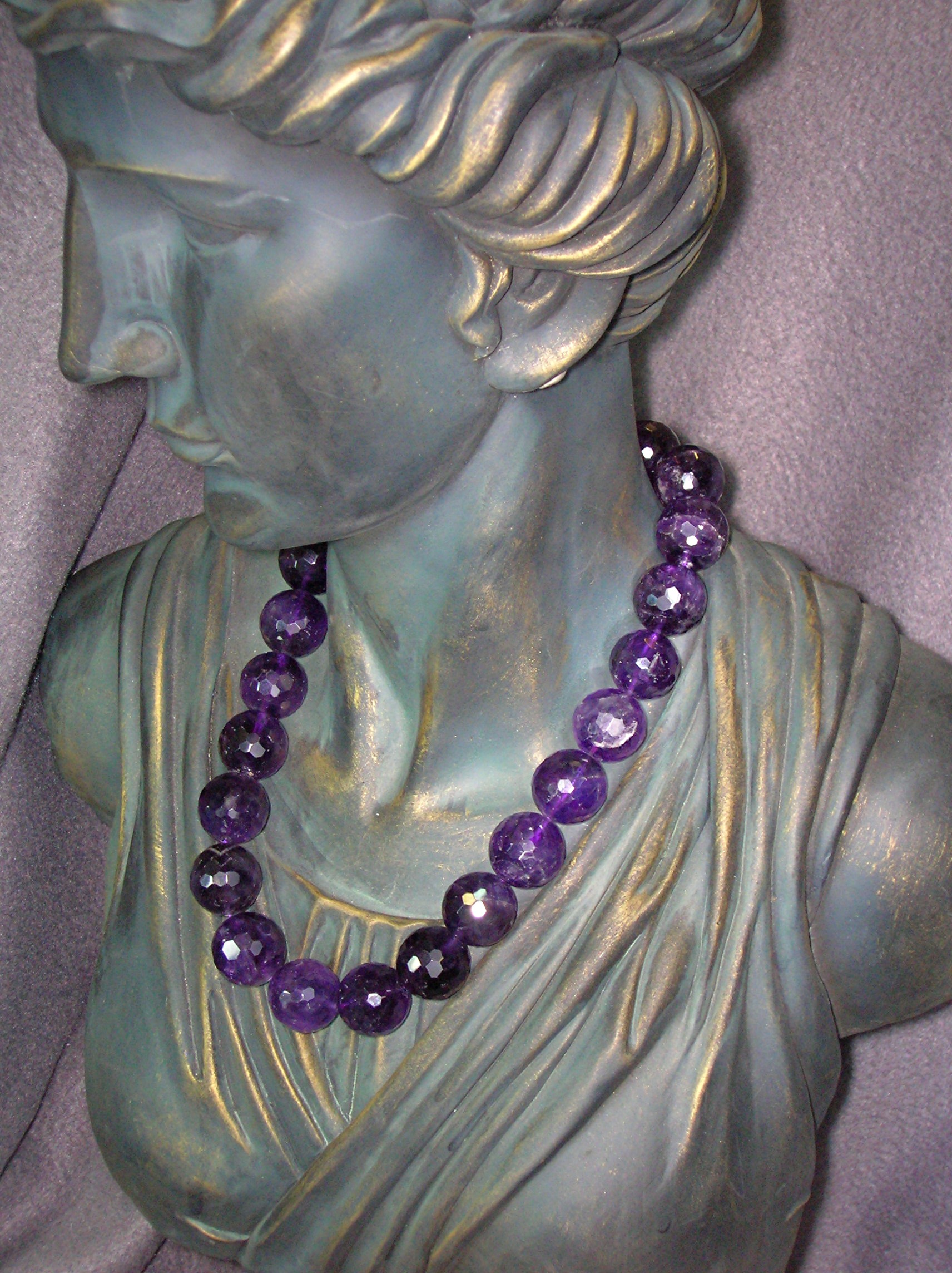 Amethyst GenuinFaceted 19 Inch Sterling Silver Necklace