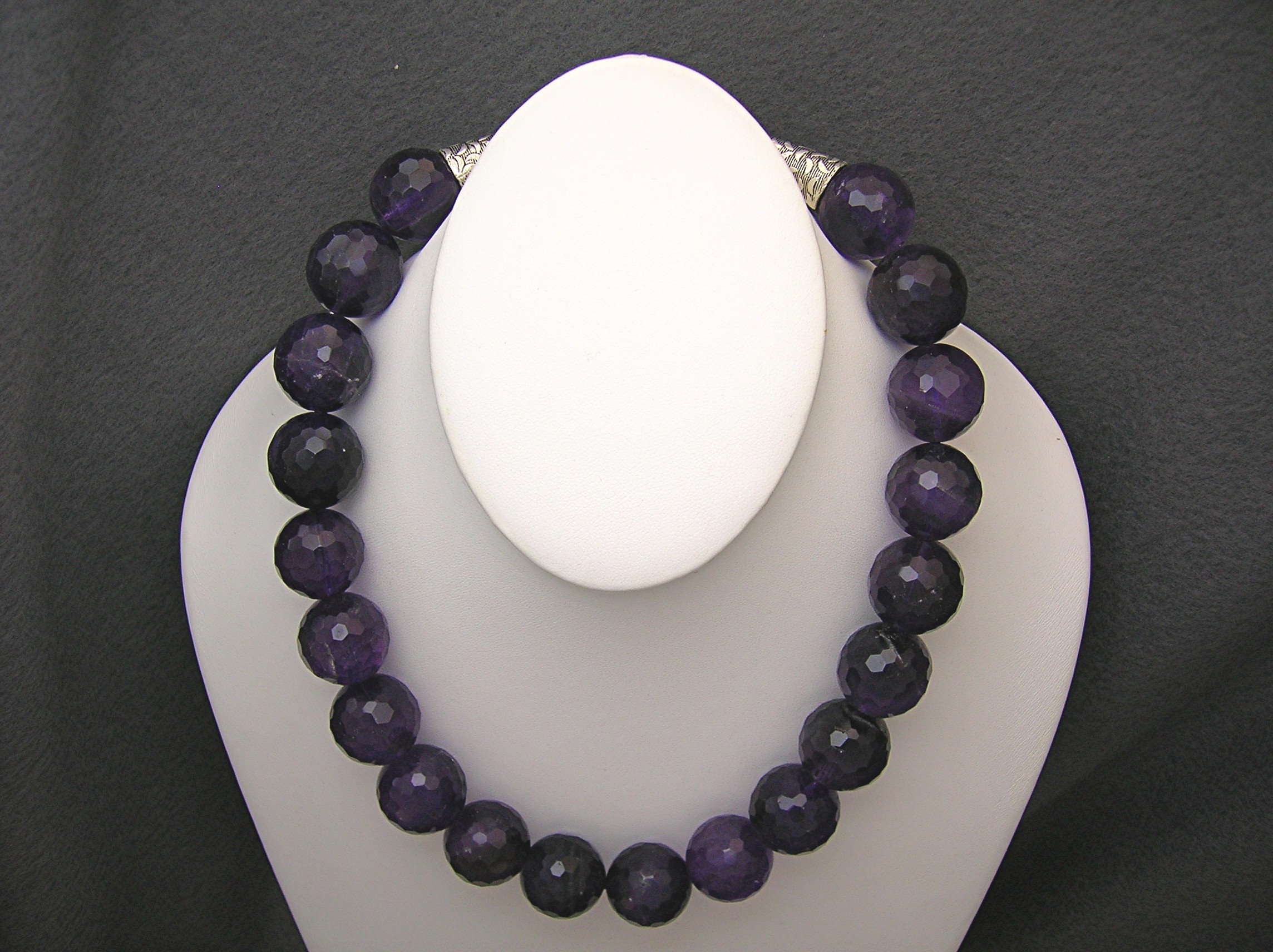 Amethyst GenuinFaceted 19 Inch Sterling Silver Necklace