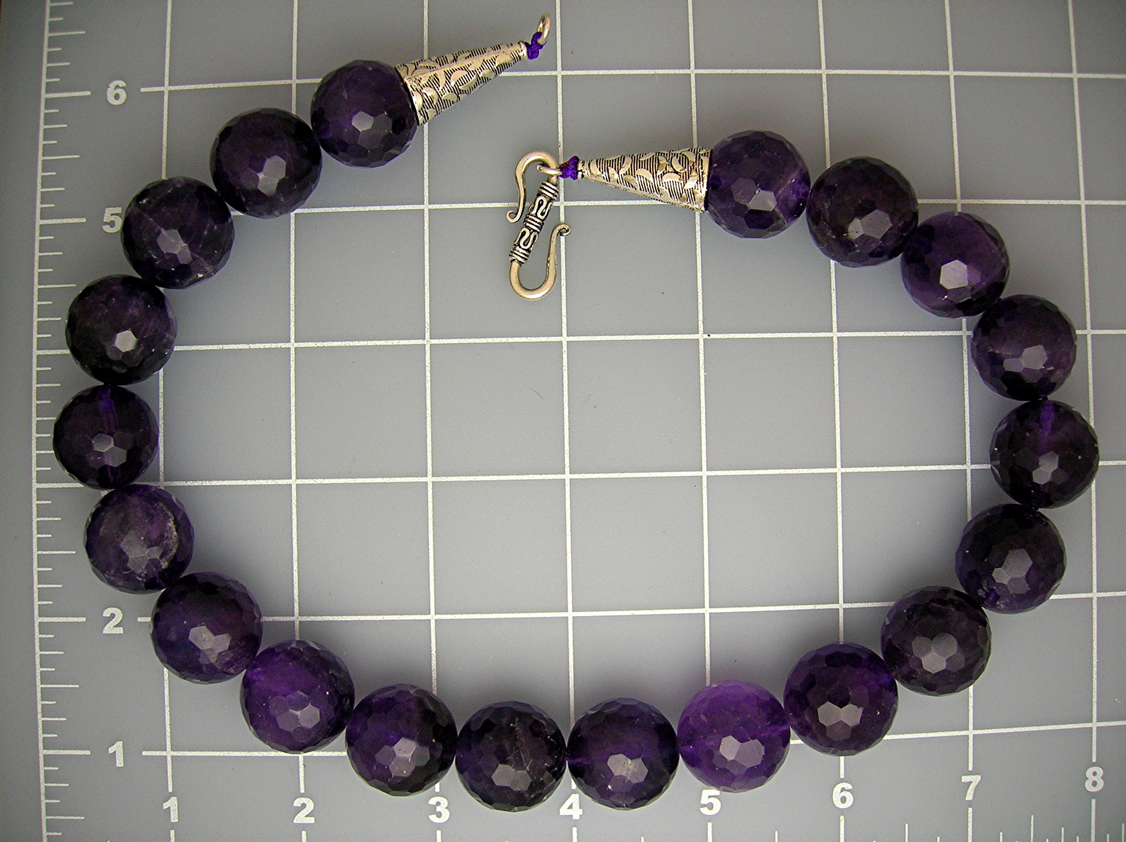 Amethyst GenuinFaceted 19 Inch Sterling Silver Necklace