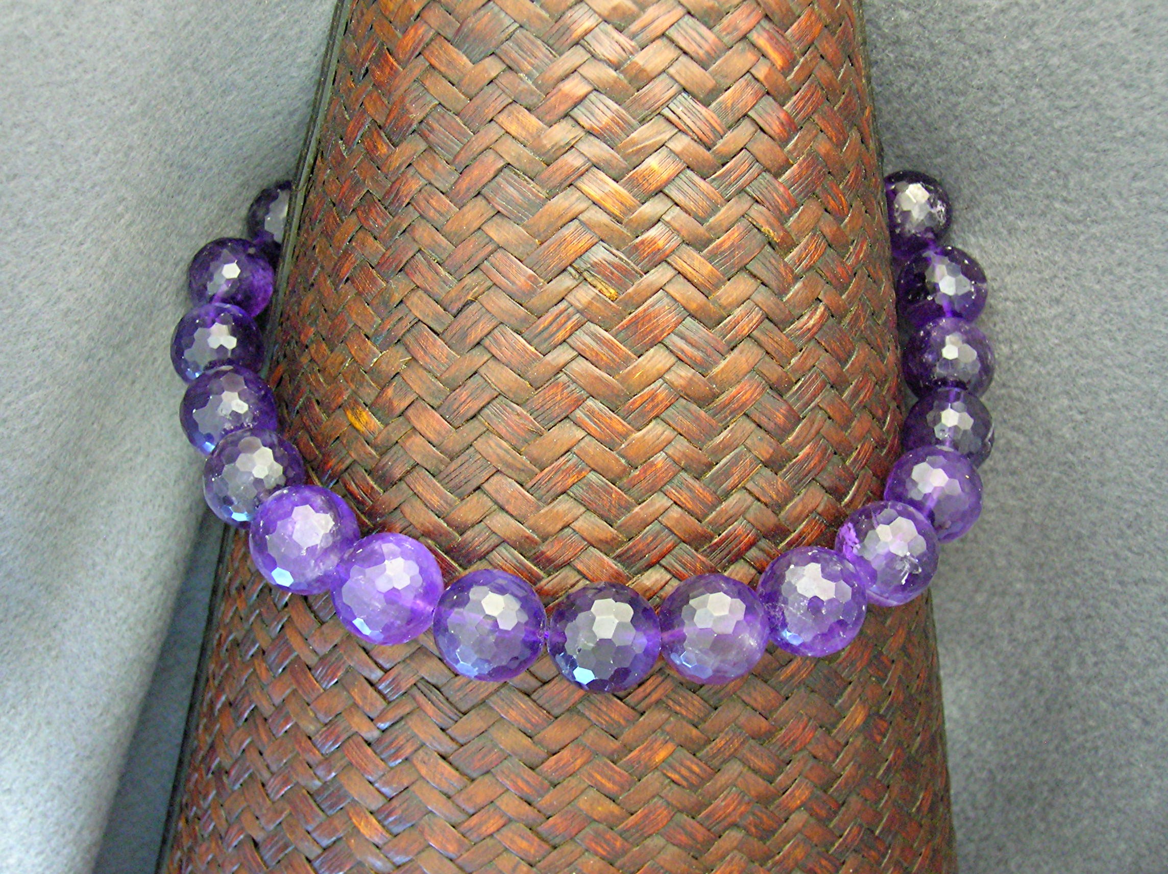 Amethyst GenuinFaceted 19 Inch Sterling Silver Necklace