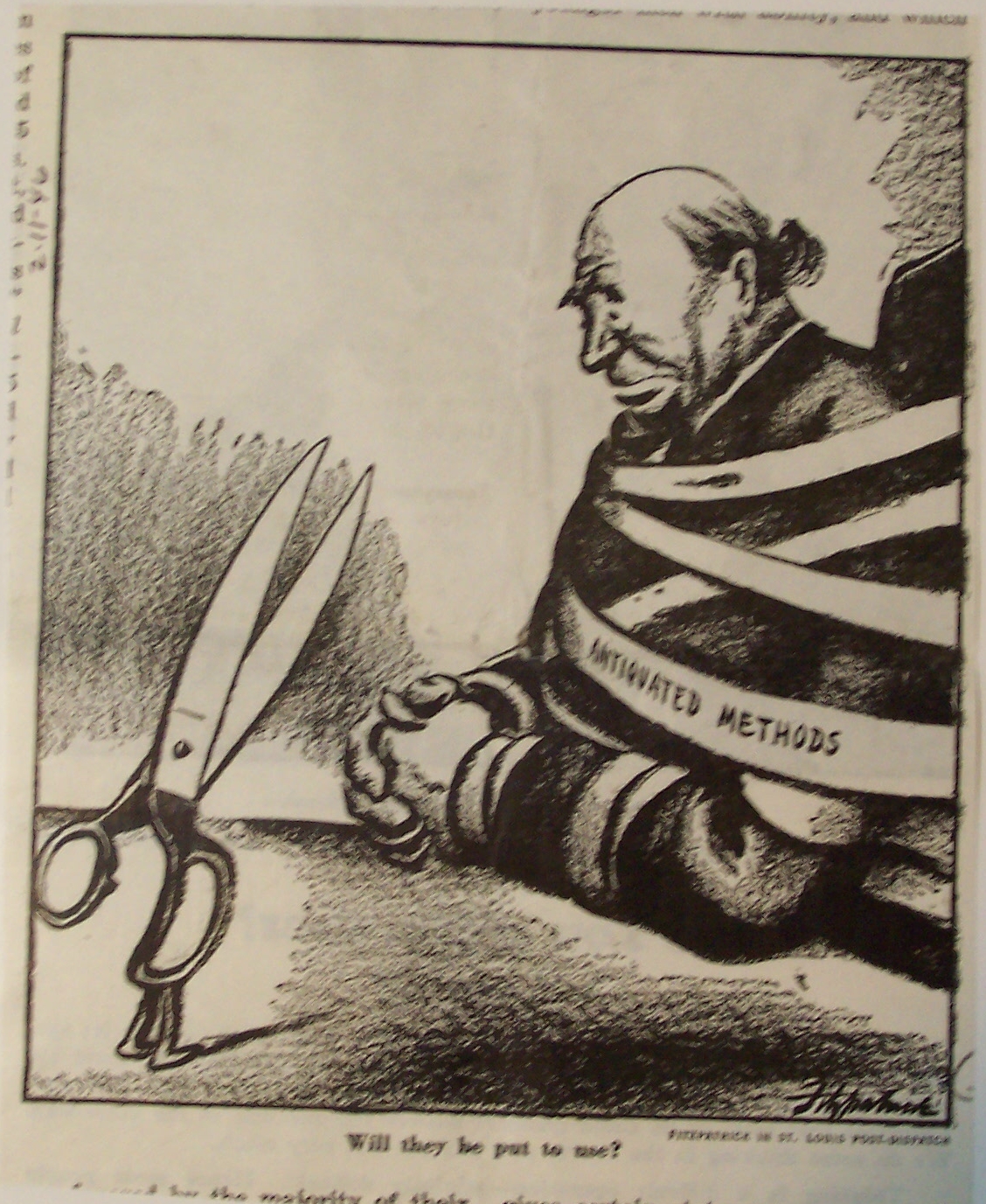 Political Cartoon February 11, 1946 Antiquated Methods