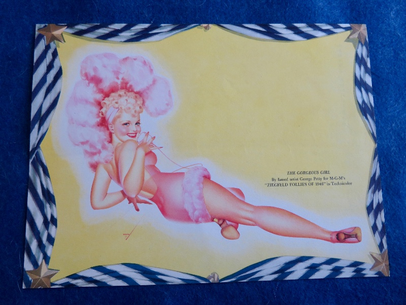 Original 1940's The Gorgeous Girl Wearing Pink Headdress With Pink Outfit By George Petty