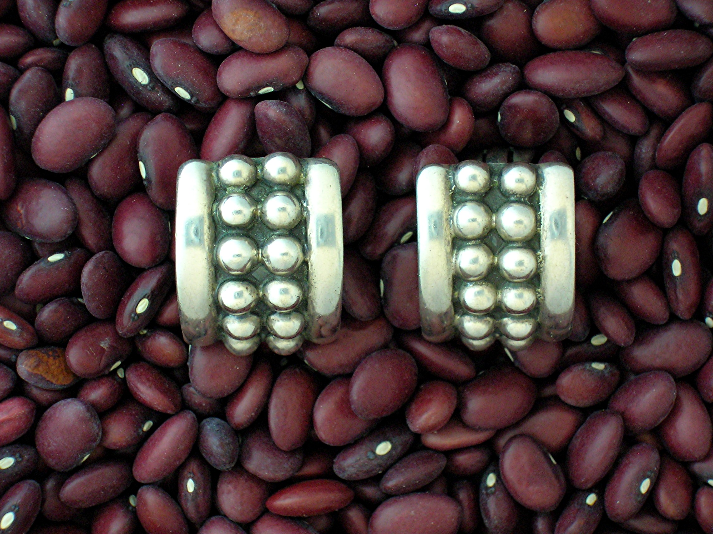 Sterling Silver Clip Earrings 12 Raised Balls