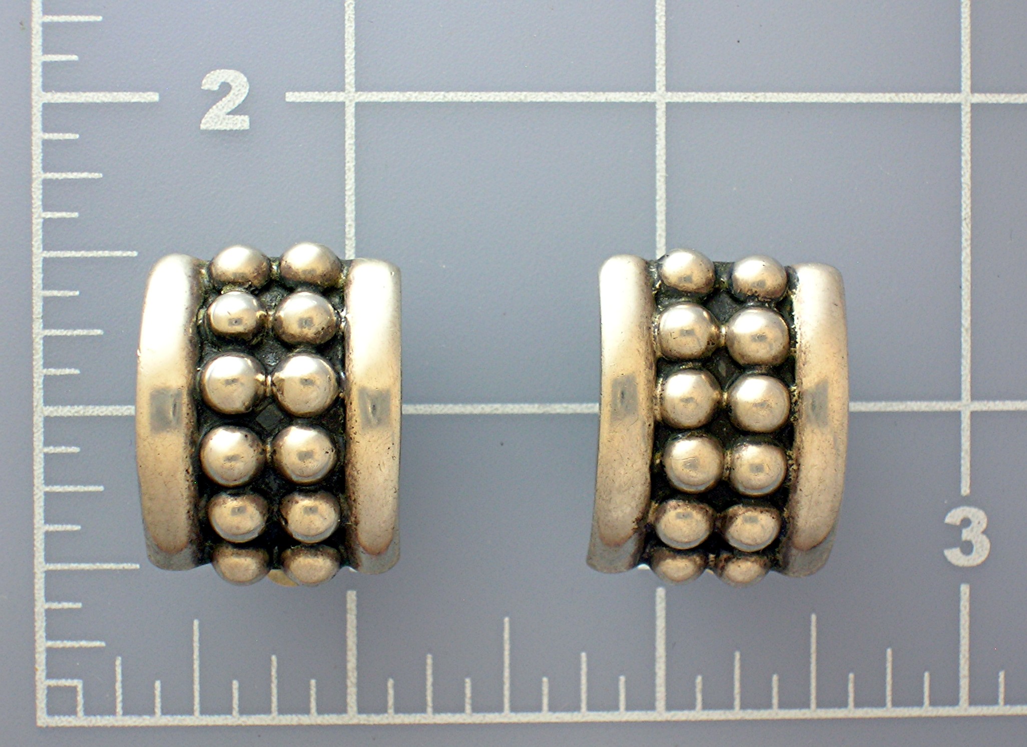 Sterling Silver Clip Earrings 12 Raised Balls