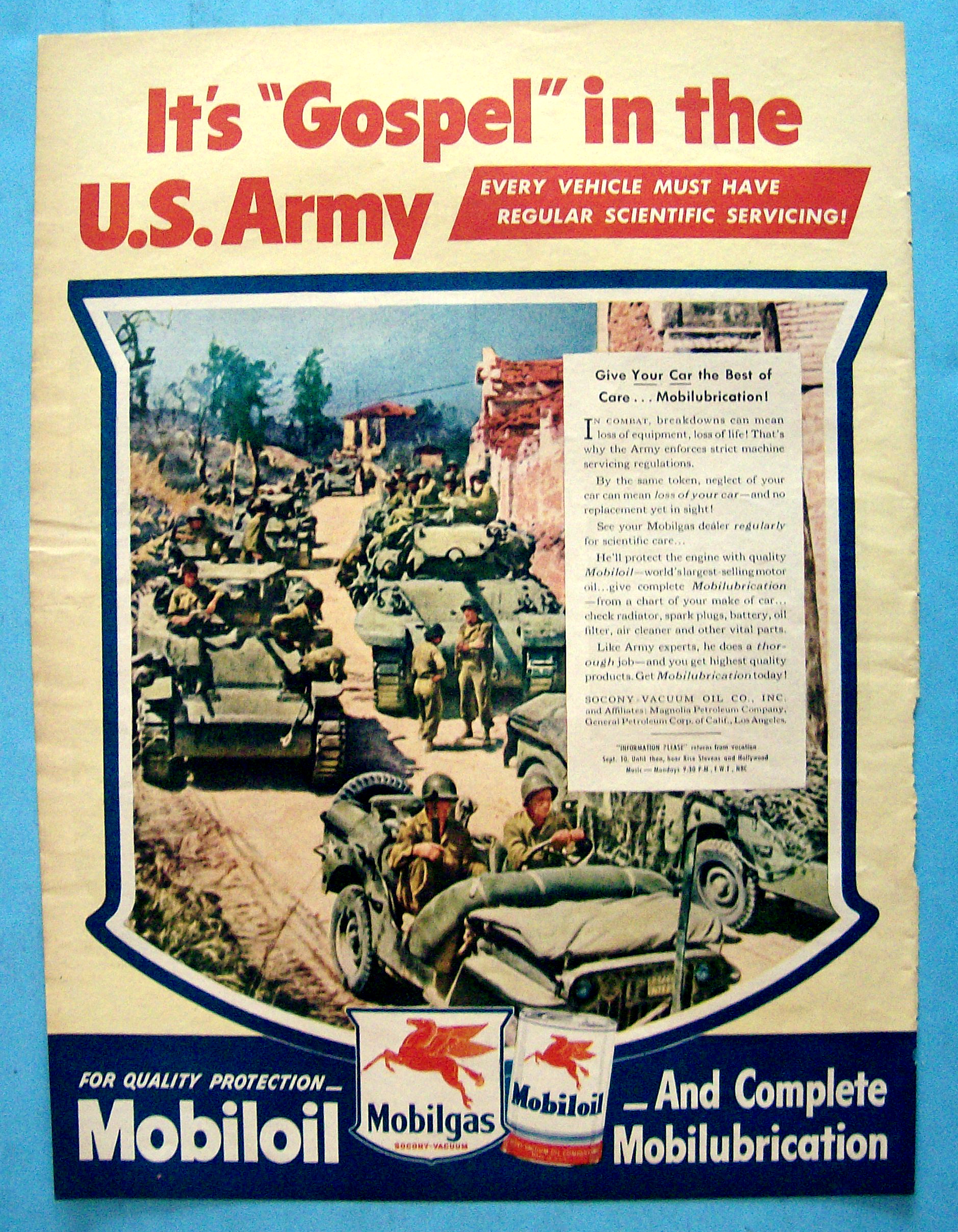 1945 Mobil Oil with The U. S. Army