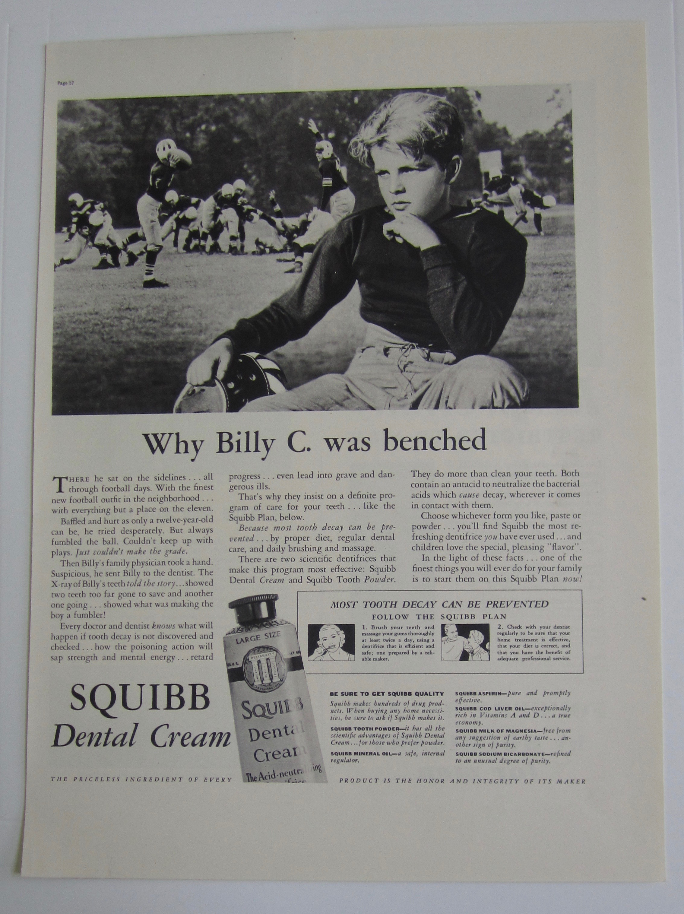 1937 Squibb Dental Cream with Billy C. Was Benched