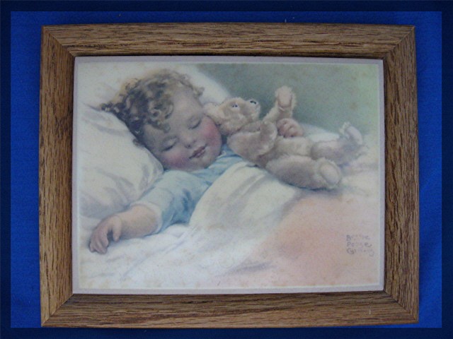 Bessie Pease Gutmann oak framed tiles set of four