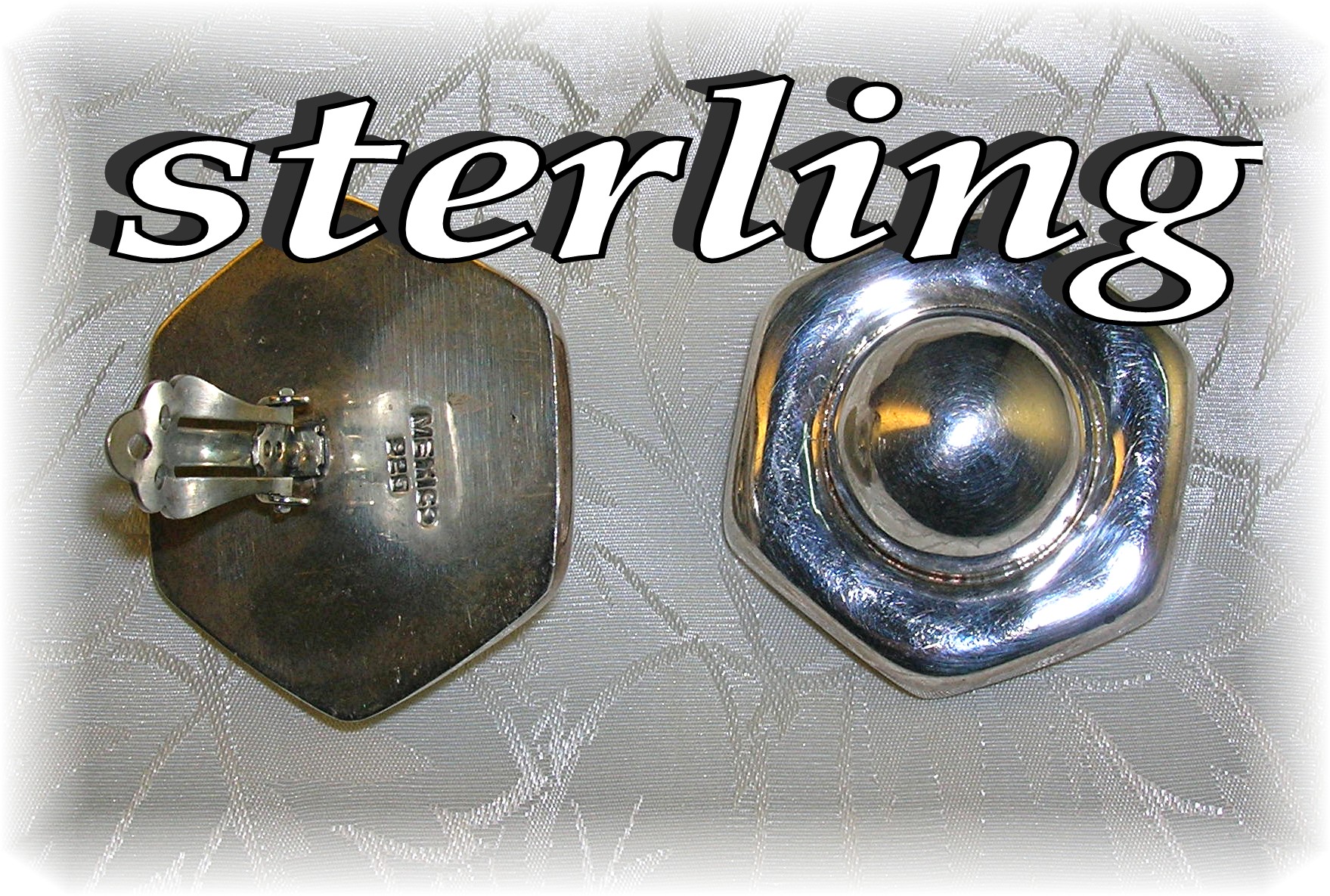 Taxco Mexico Sterling Silver  Clip Earrings