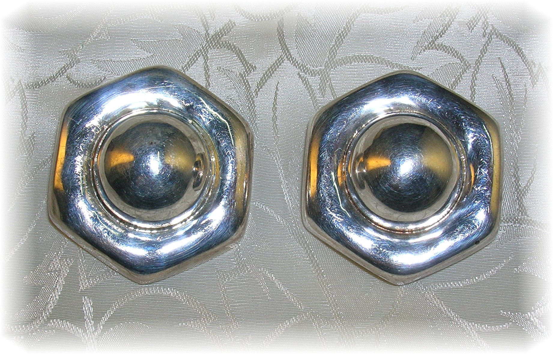 Taxco Mexico Sterling Silver  Clip Earrings