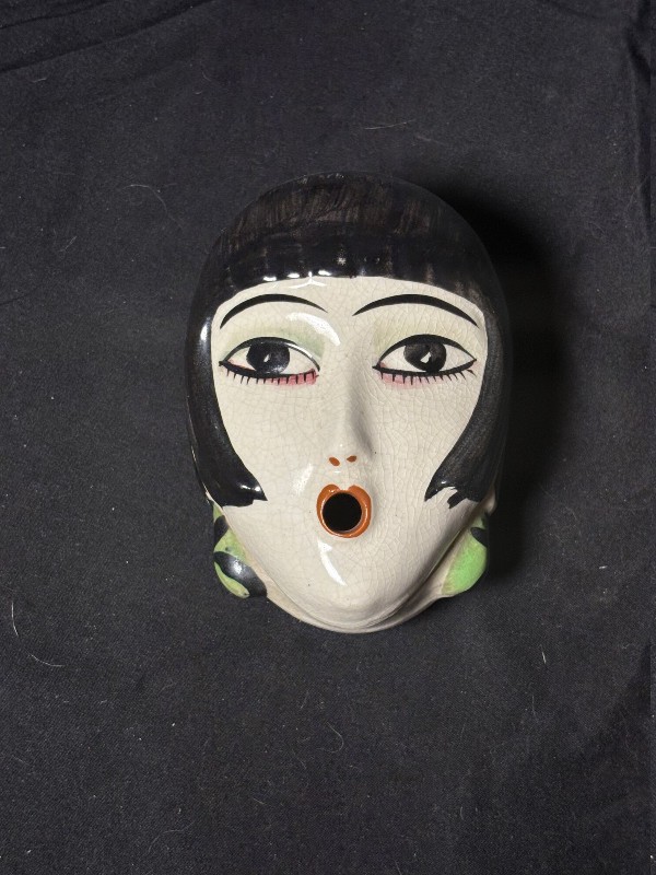 Vintage Art Deco Ceramic Flapper Girl Box Pre-War Japan 1930s Vanity Novelty