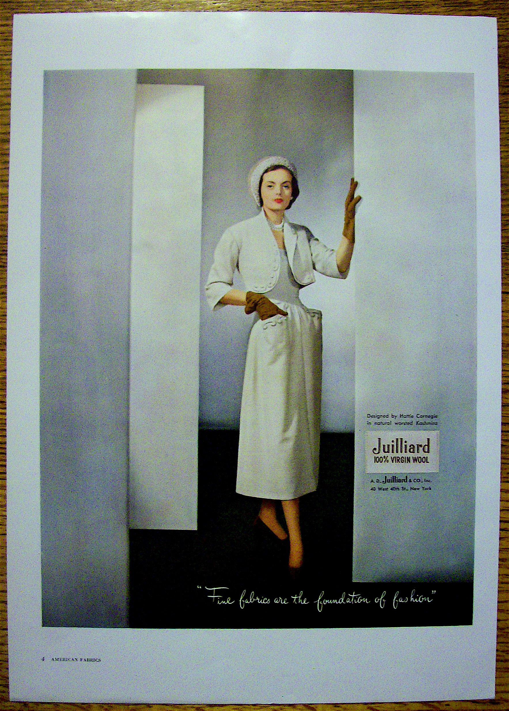 1948 Juilliard Wool w/ Woman in Carnegie Design