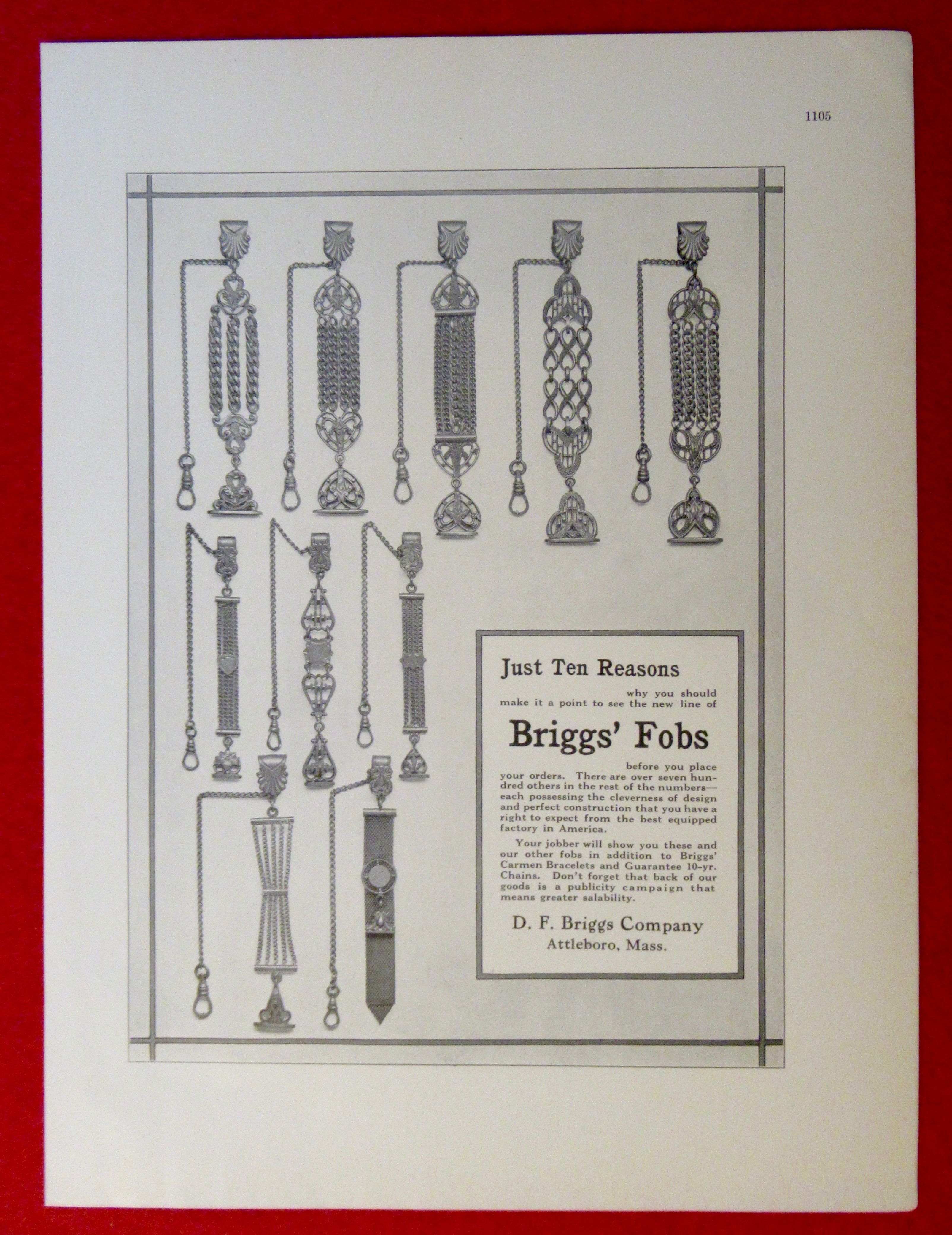 1913 D. F. Briggs Company with Briggs' Fobs