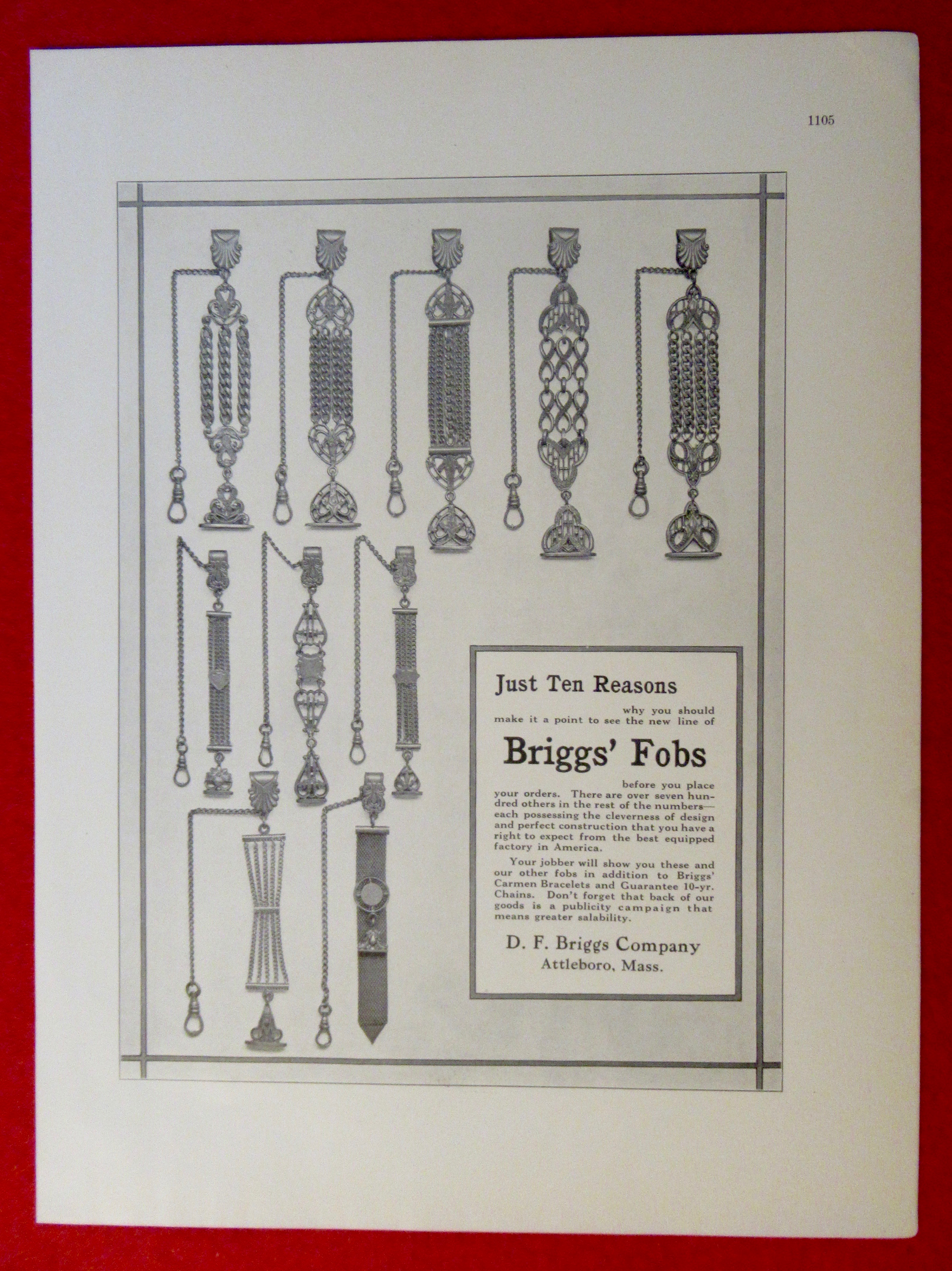 1913 D. F. Briggs Company with Briggs' Fobs