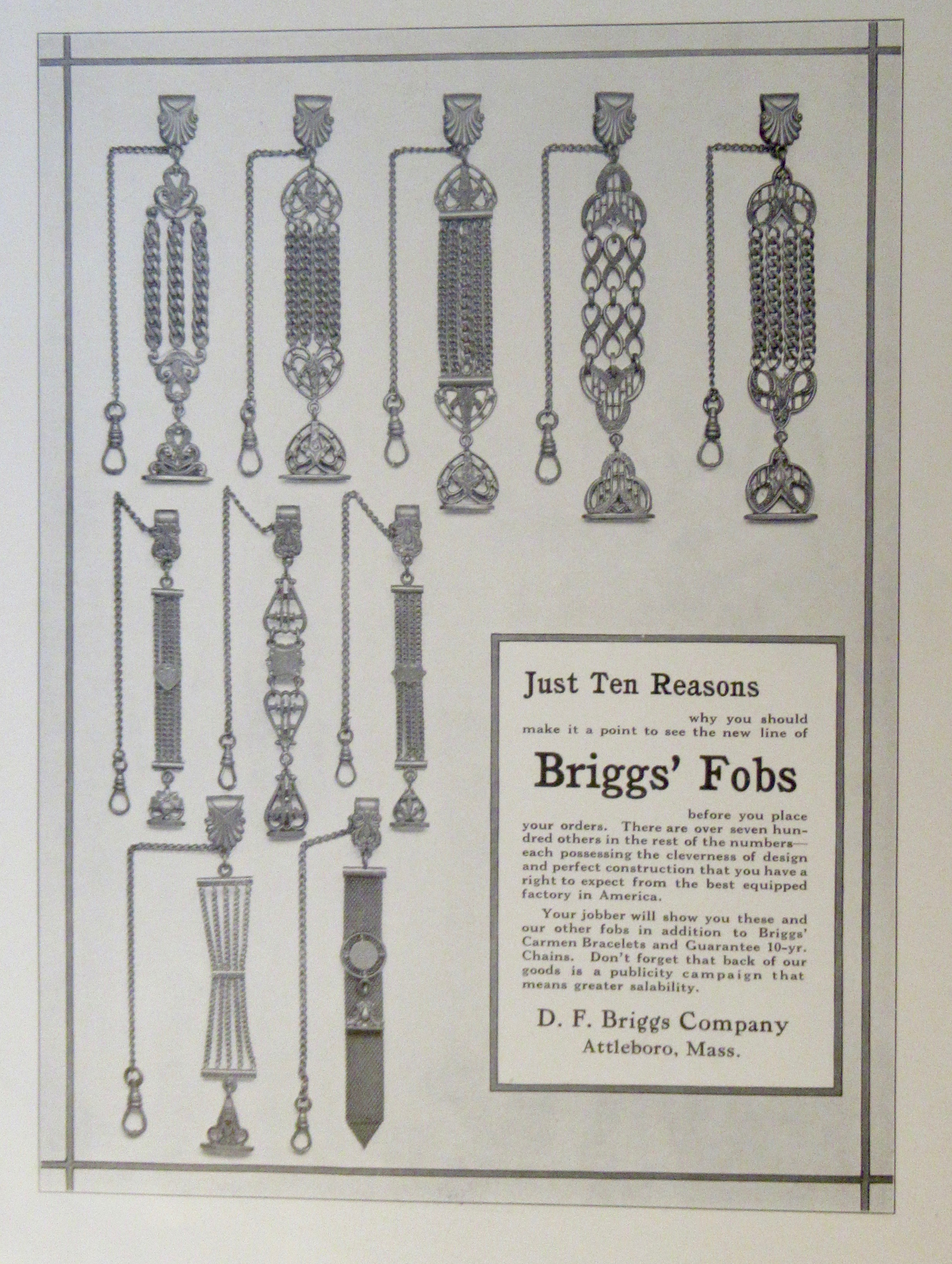 1913 D. F. Briggs Company with Briggs' Fobs