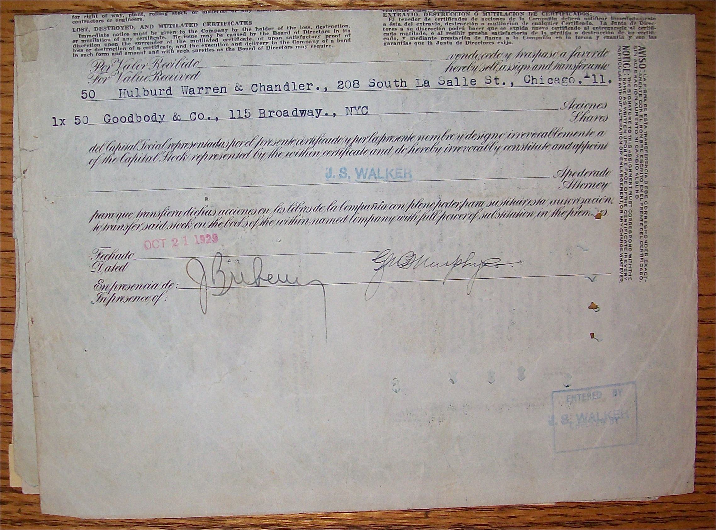 1929 Consolidated Railroads Of Cuba 100 Shares Stock